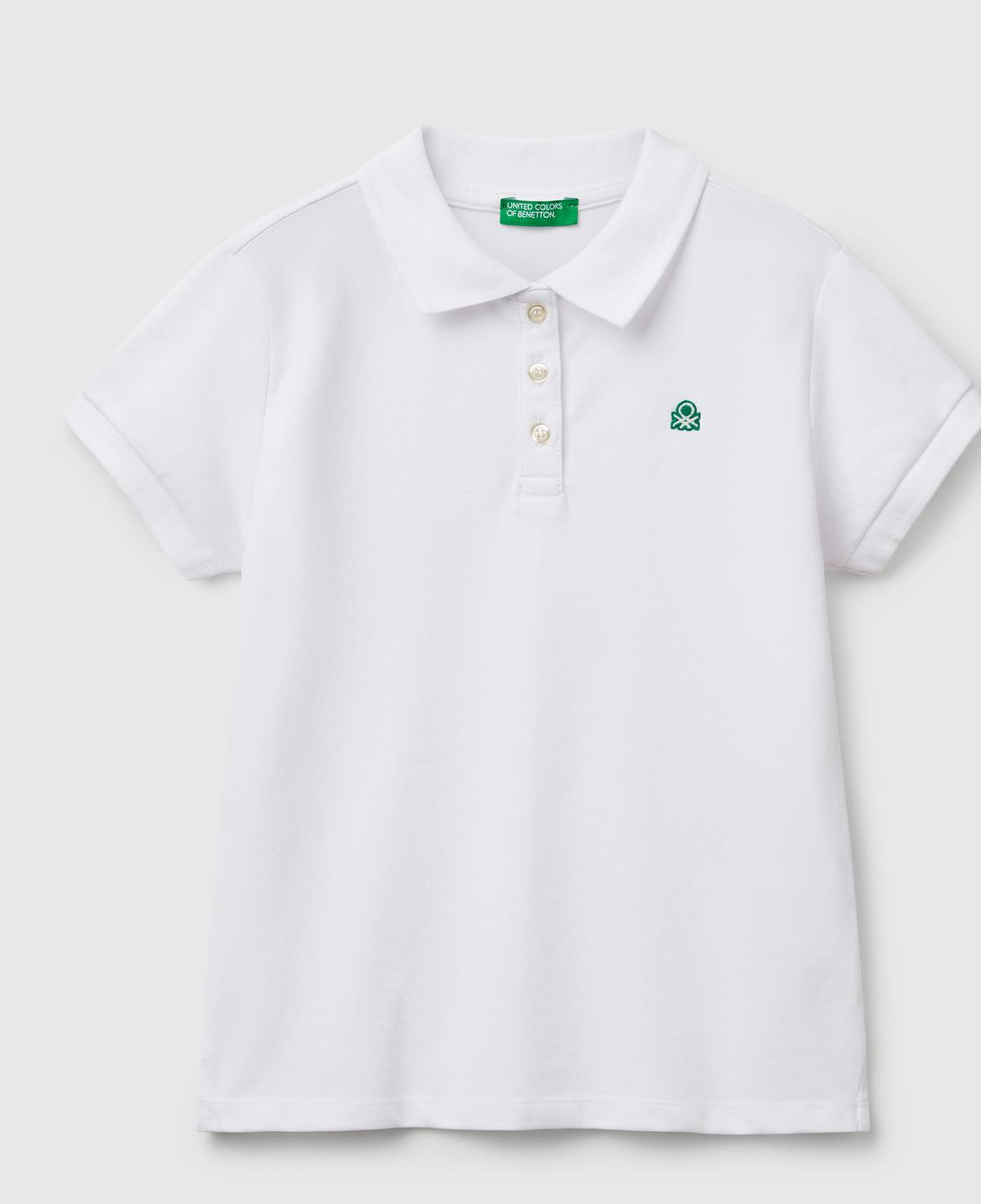 Kız Çocuk Beyaz Logolu Pike Polo T-Shirt