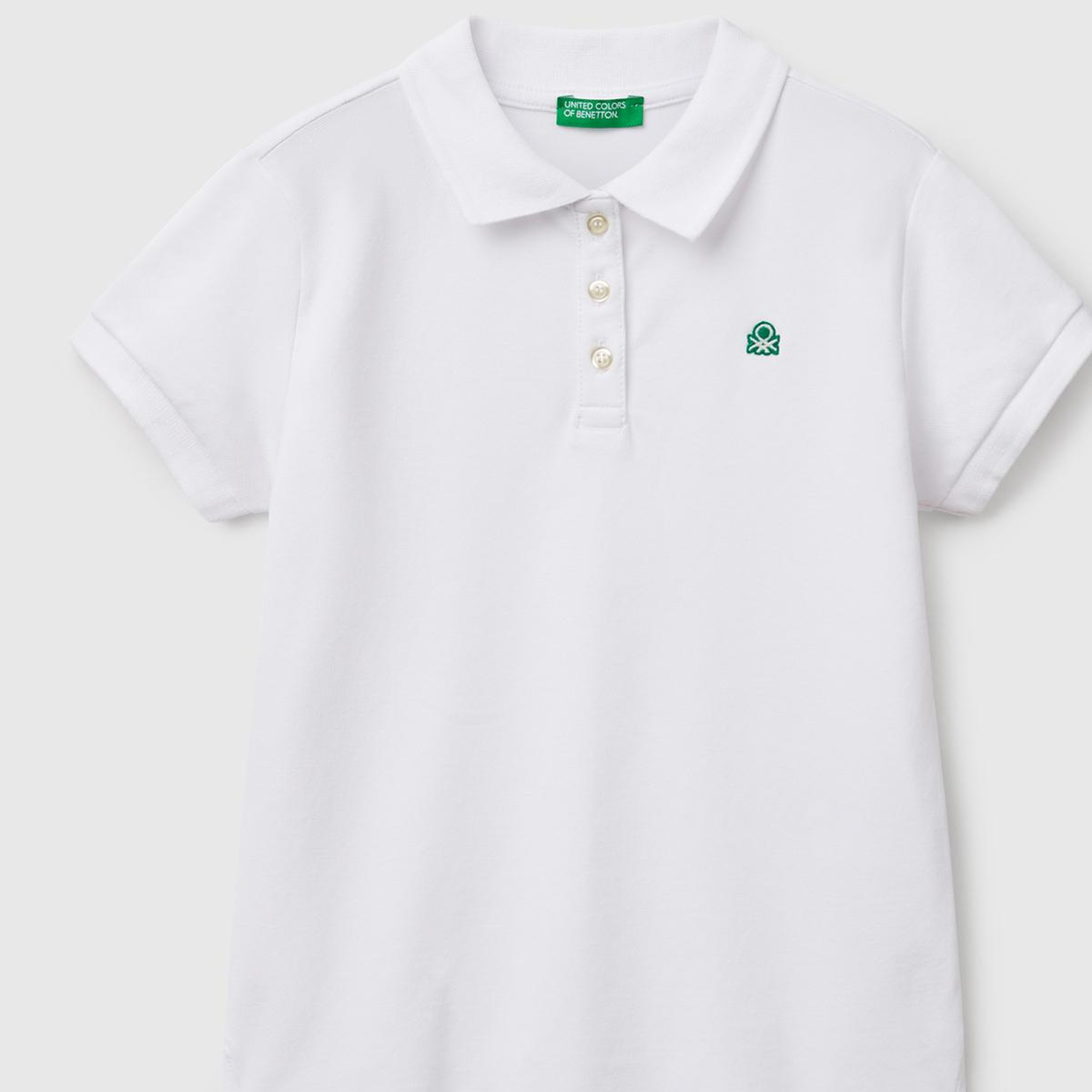Kız Çocuk Beyaz Logolu Pike Polo T-Shirt