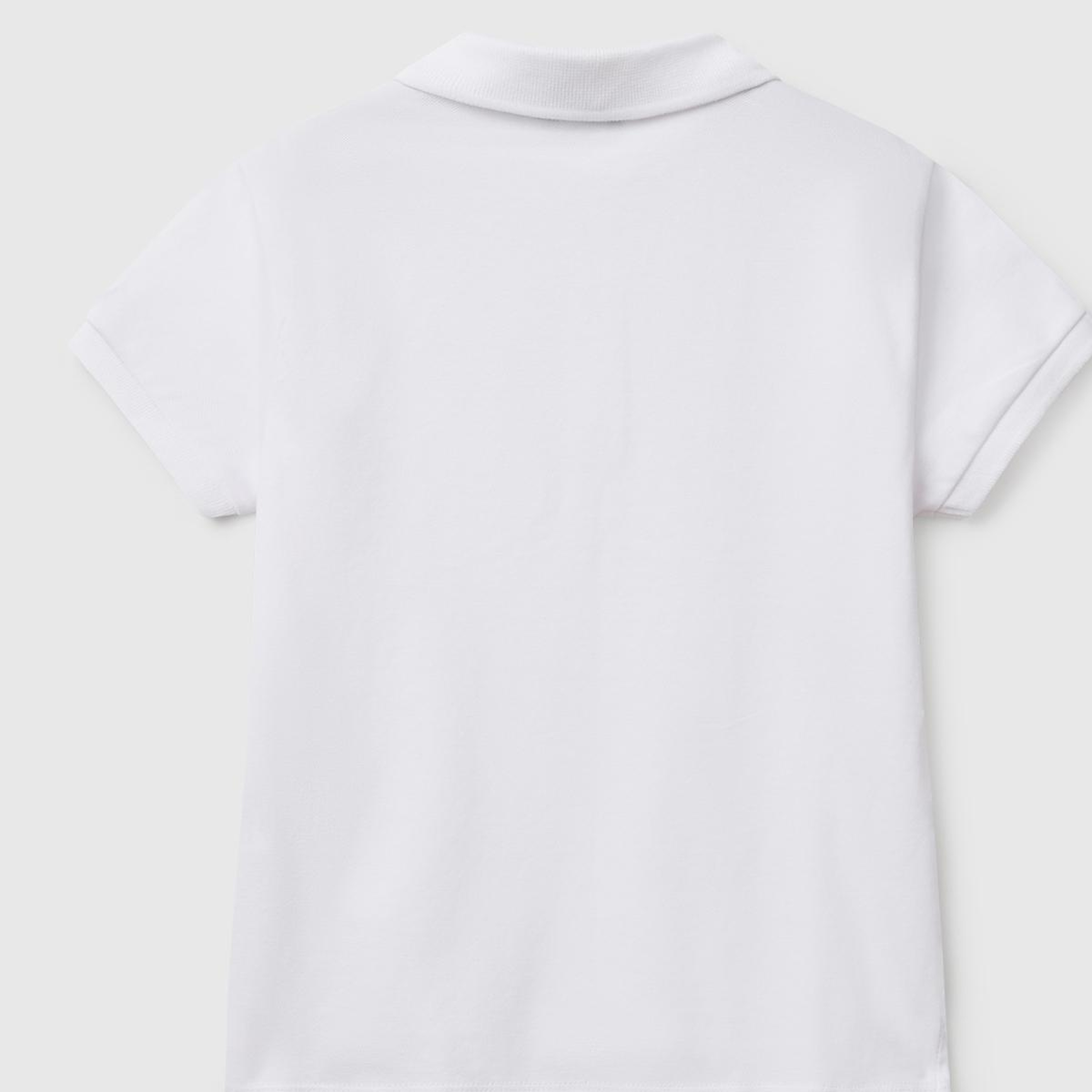 Kız Çocuk Beyaz Logolu Pike Polo T-Shirt
