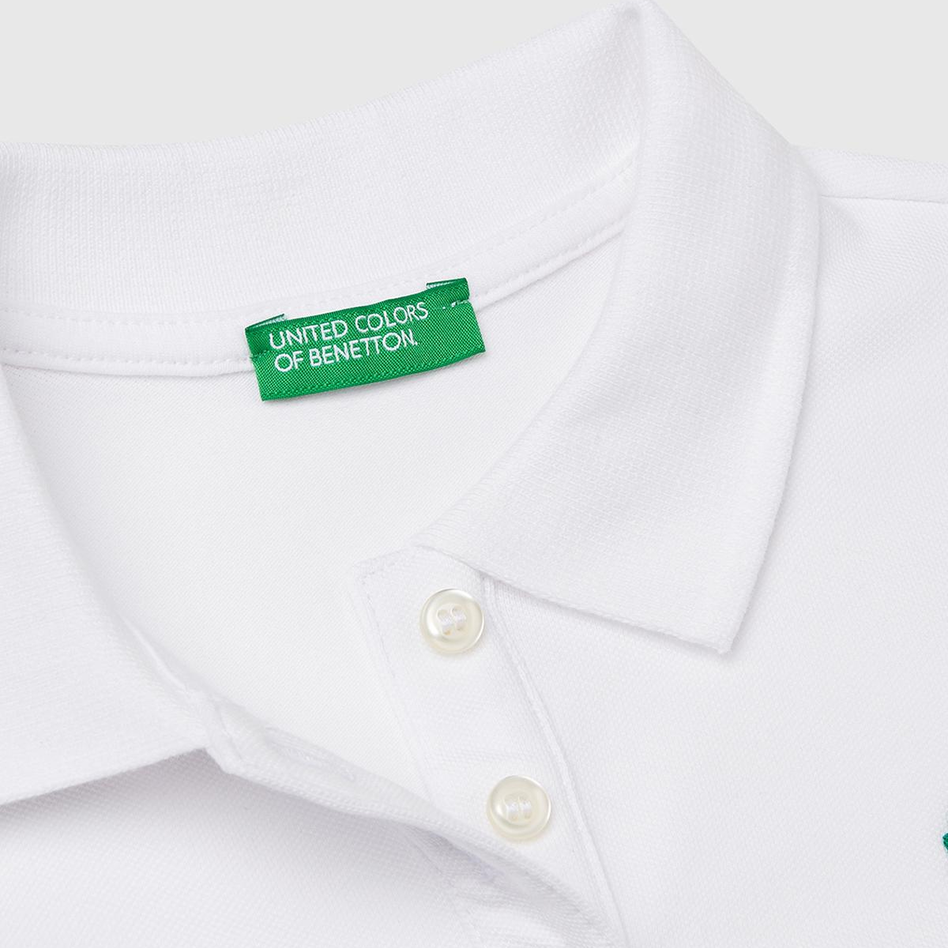 Kız Çocuk Beyaz Logolu Pike Polo T-Shirt