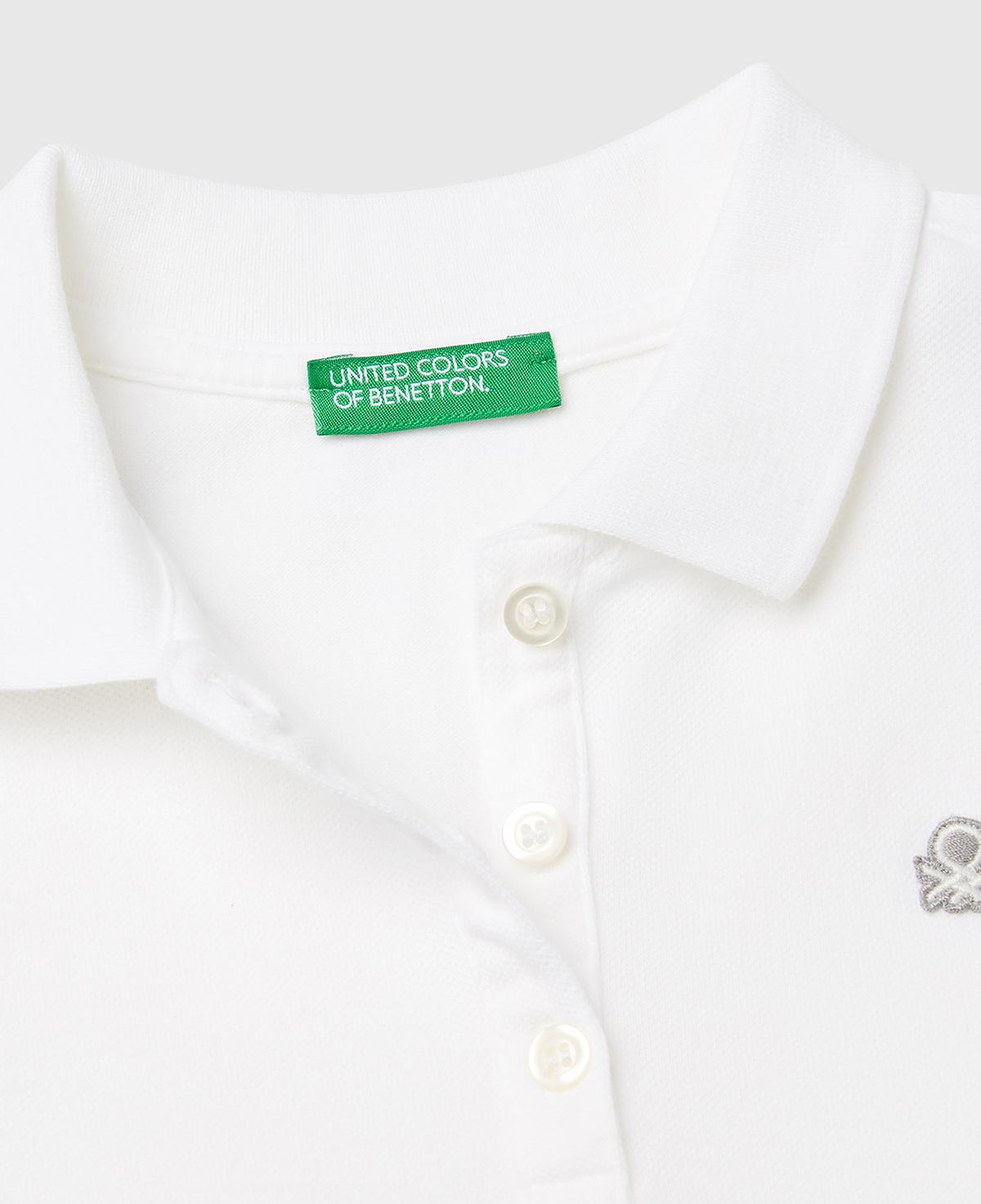 Kız Çocuk Beyaz Logolu Pike Polo T-Shirt