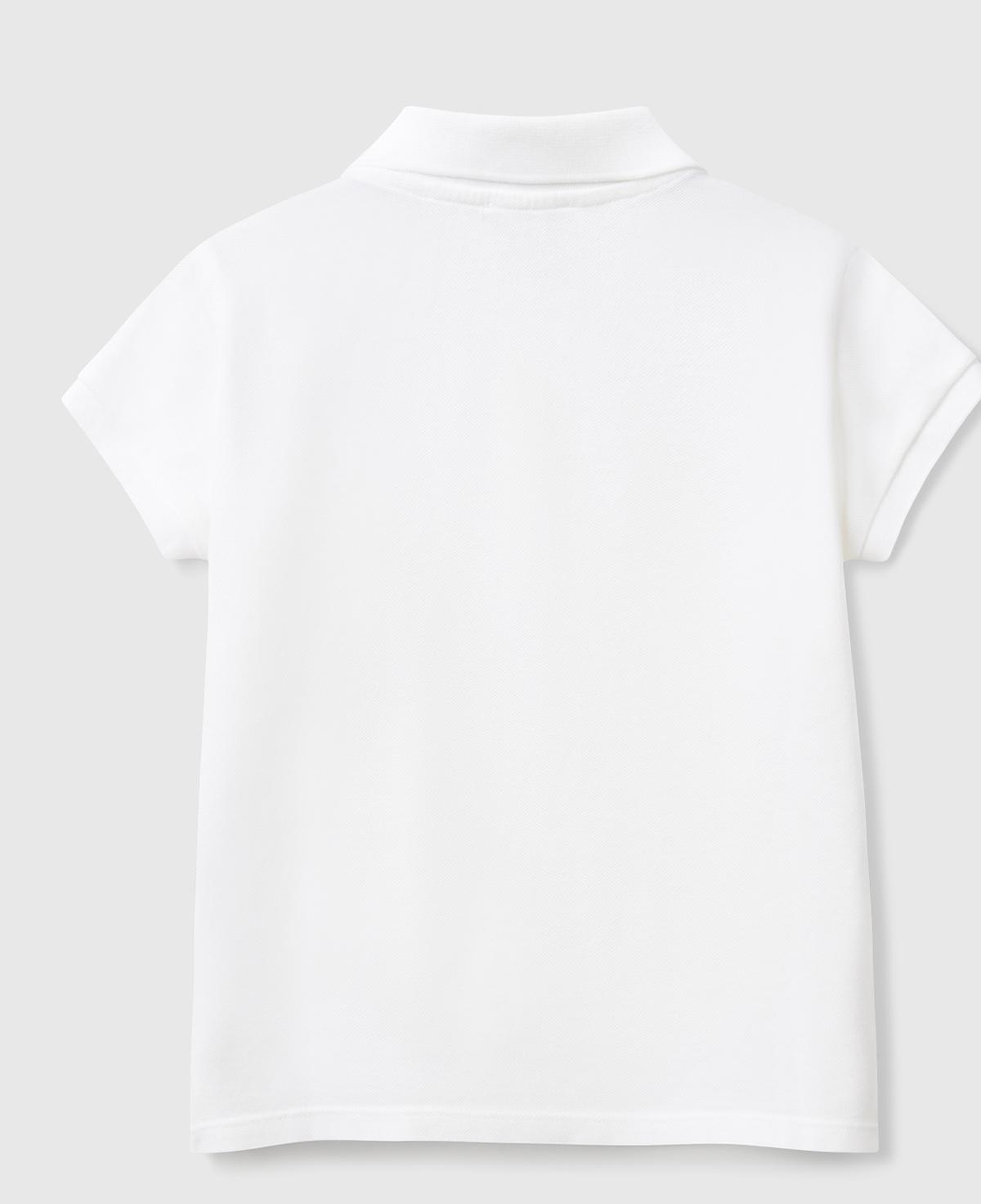 Kız Çocuk Beyaz Logolu Pike Polo T-Shirt