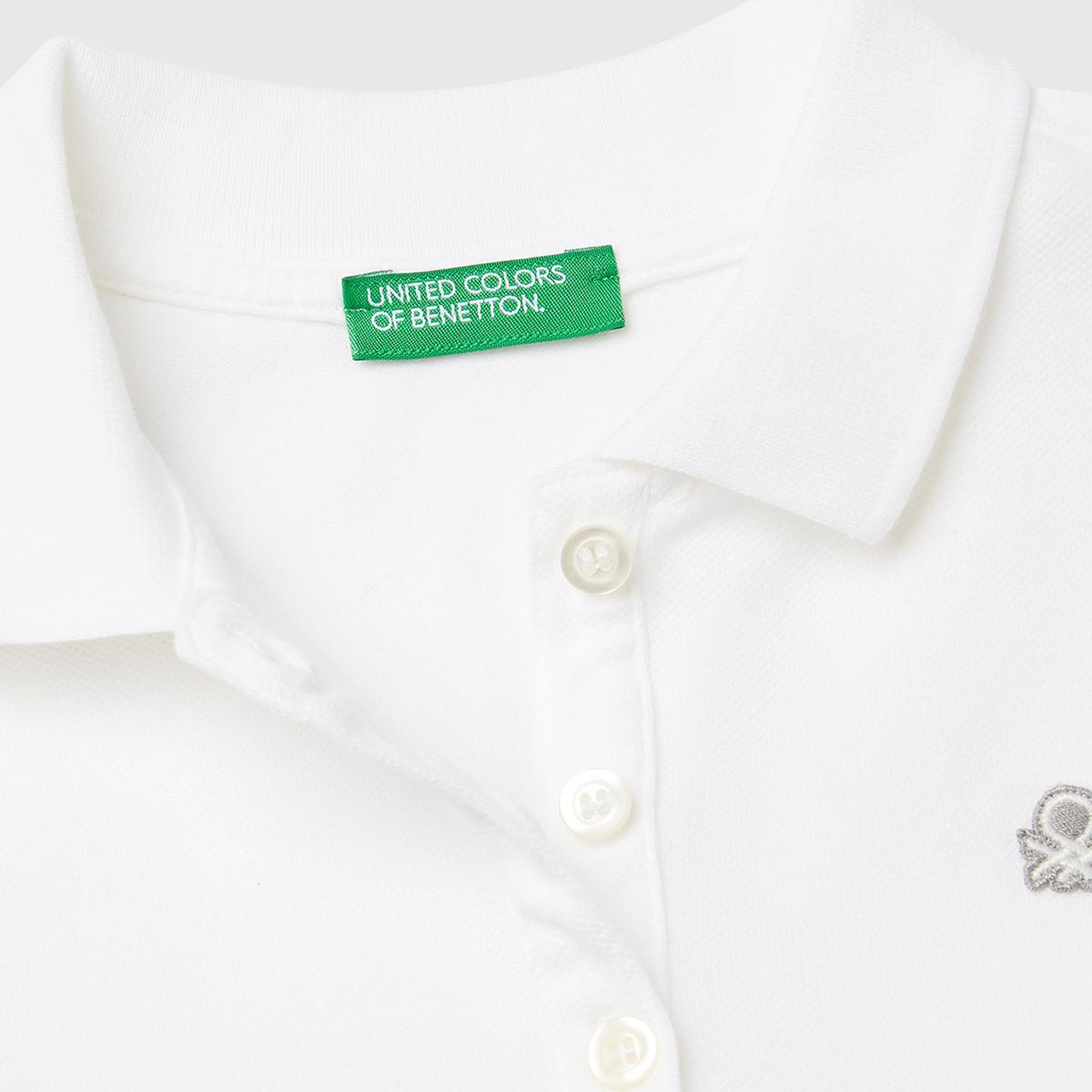 Kız Çocuk Beyaz Logolu Pike Polo T-Shirt
