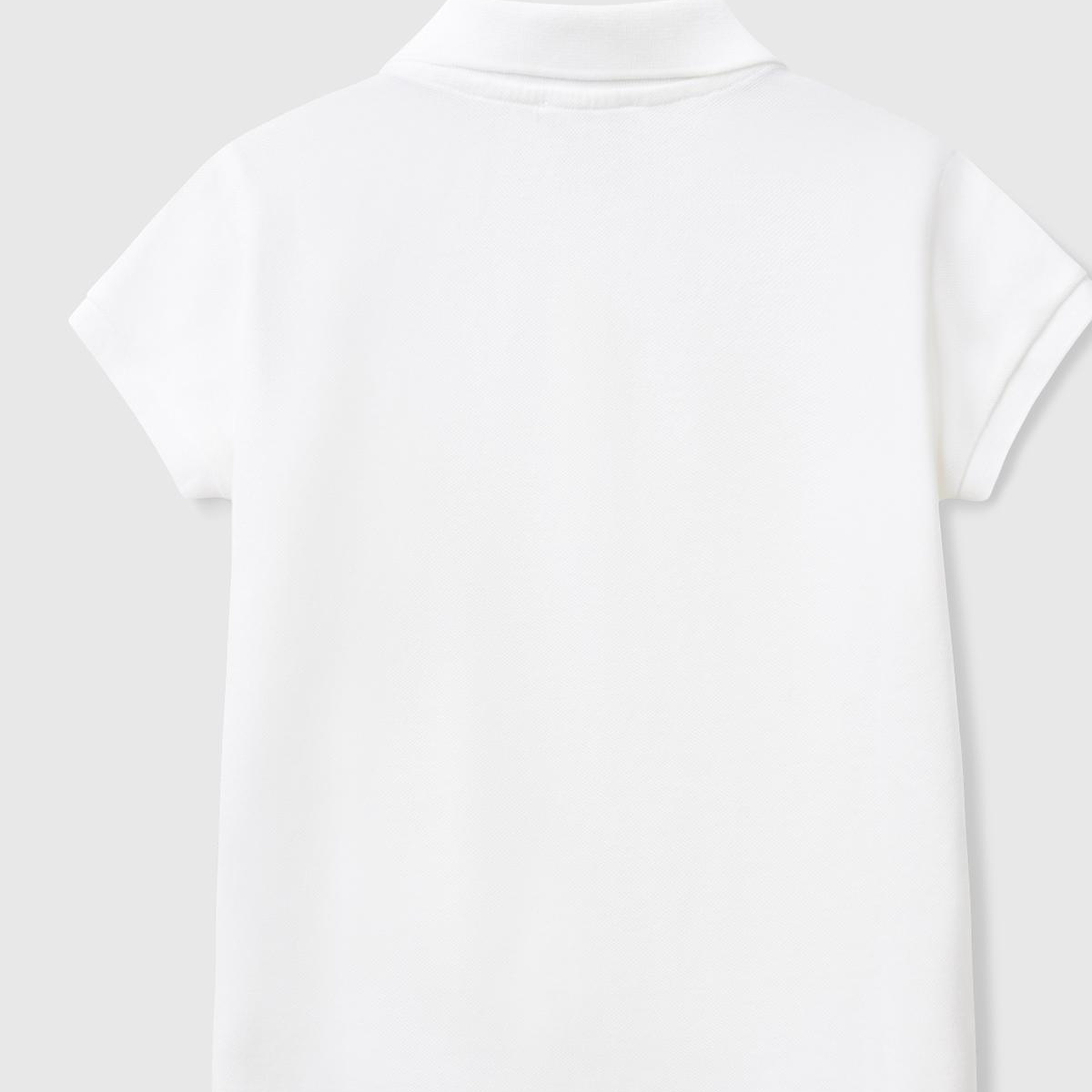Kız Çocuk Beyaz Logolu Pike Polo T-Shirt