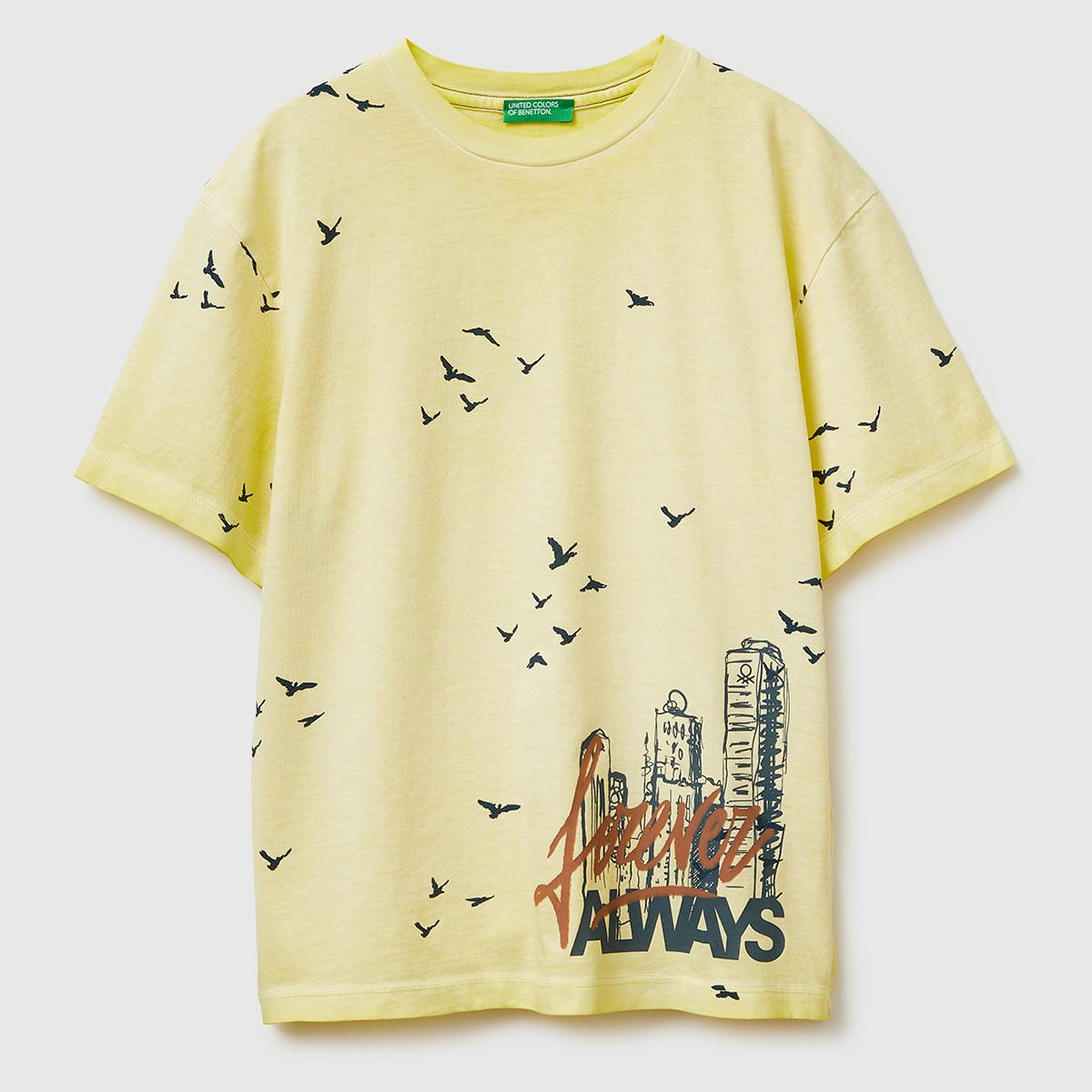 Erkek Çocuk Sarı Çoklu Baskılı Yuvarlak Yaka T-Shirt