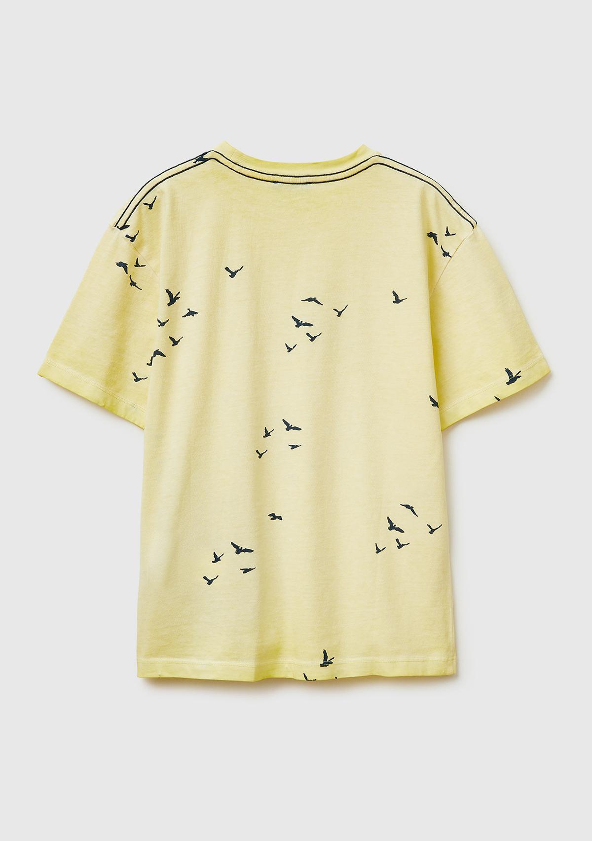 Erkek Çocuk Sarı Çoklu Baskılı Yuvarlak Yaka T-Shirt