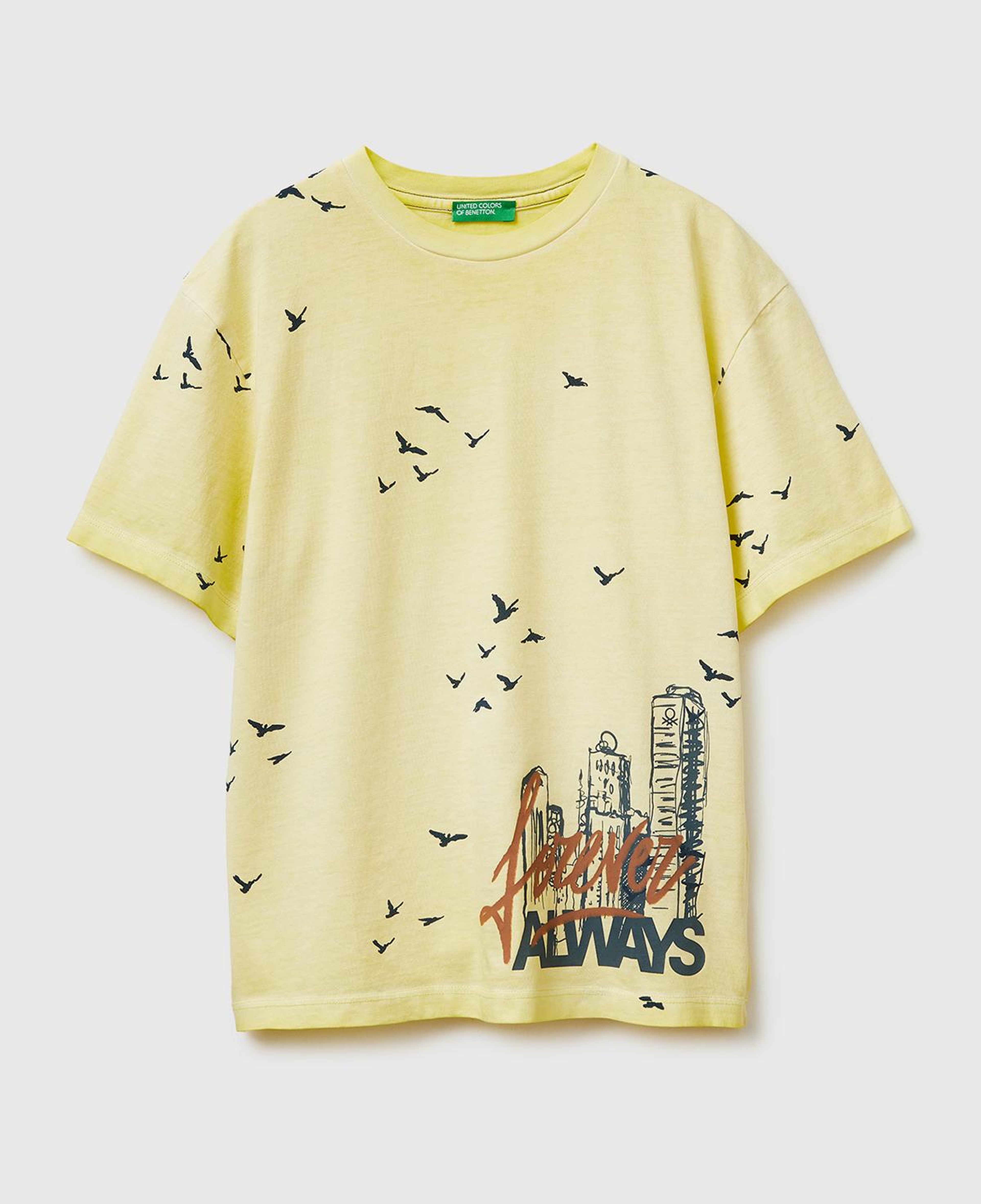 Erkek Çocuk Sarı Çoklu Baskılı Yuvarlak Yaka T-Shirt