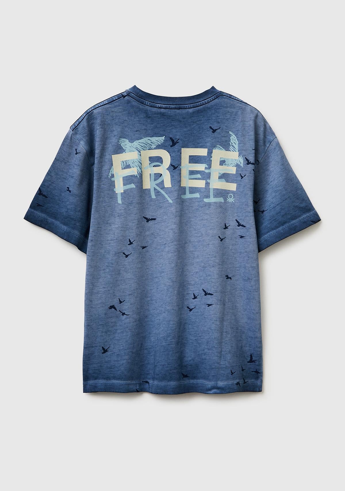 Erkek Çocuk Mavi Çoklu Baskılı Yuvarlak Yaka T-Shirt