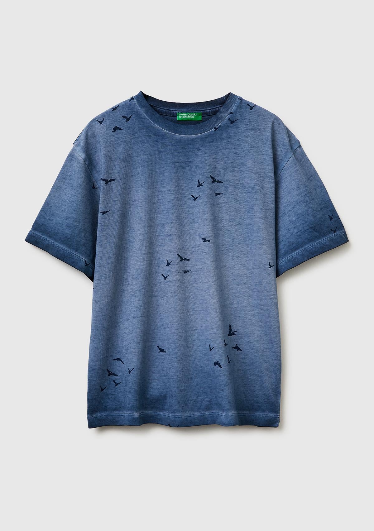 Erkek Çocuk Mavi Çoklu Baskılı Yuvarlak Yaka T-Shirt