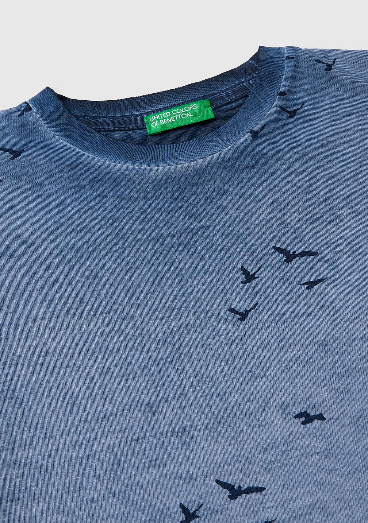 Erkek Çocuk Mavi Çoklu Baskılı Yuvarlak Yaka T-Shirt