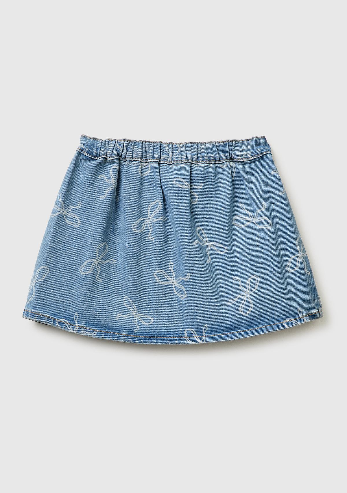 Kız Çocuk Mavi Asimetrik Mini Denim Etek