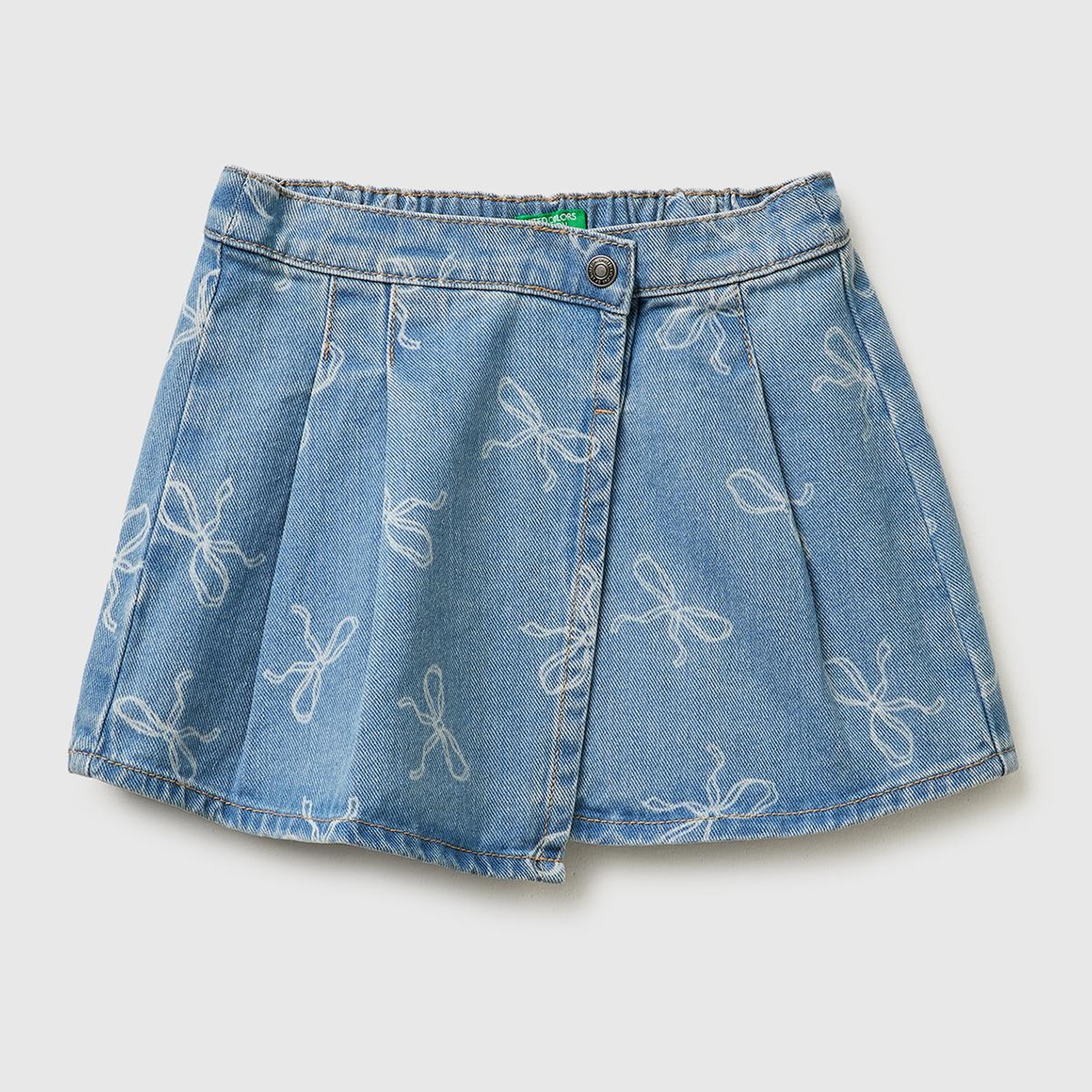 Kız Çocuk Mavi Asimetrik Mini Denim Etek