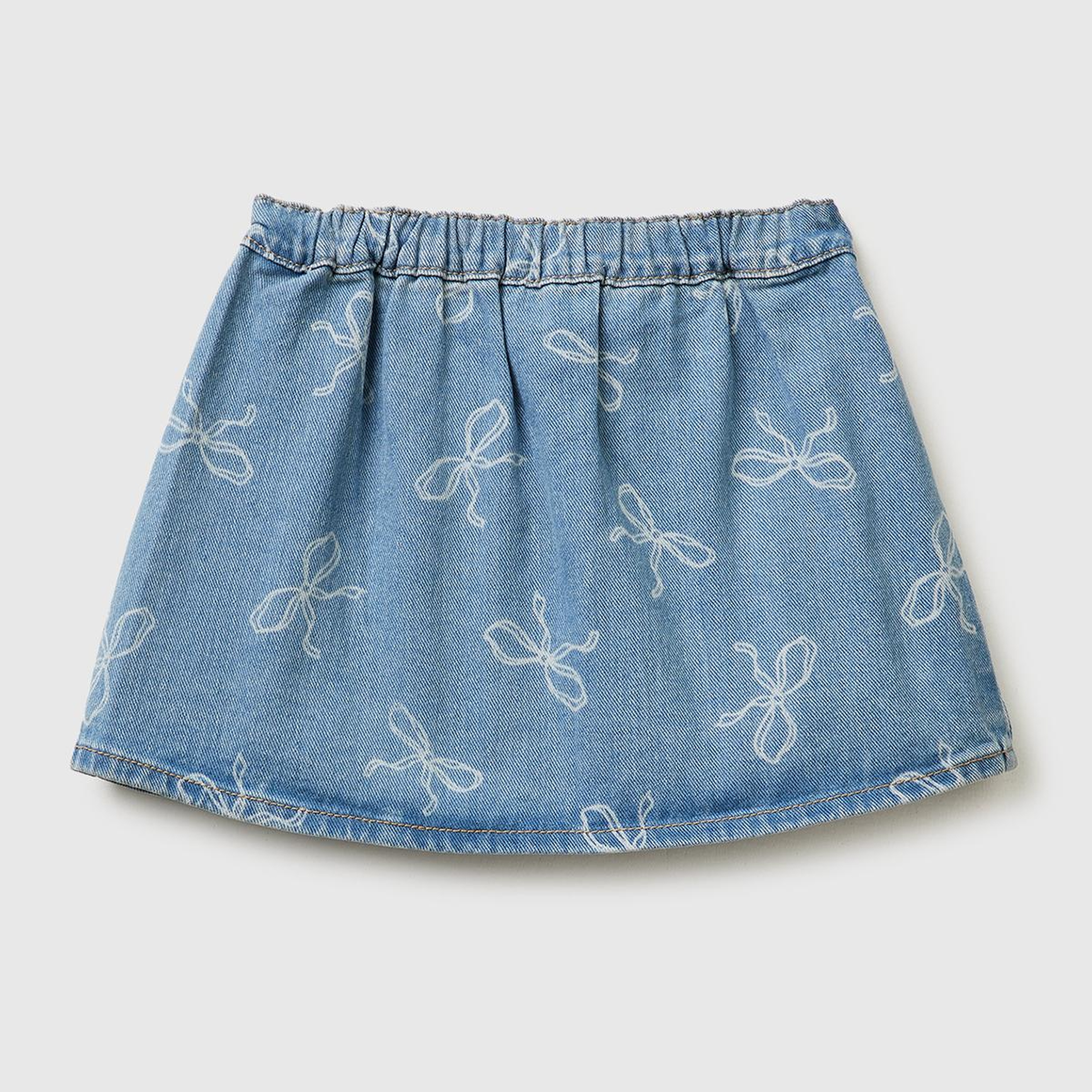 Kız Çocuk Mavi Asimetrik Mini Denim Etek