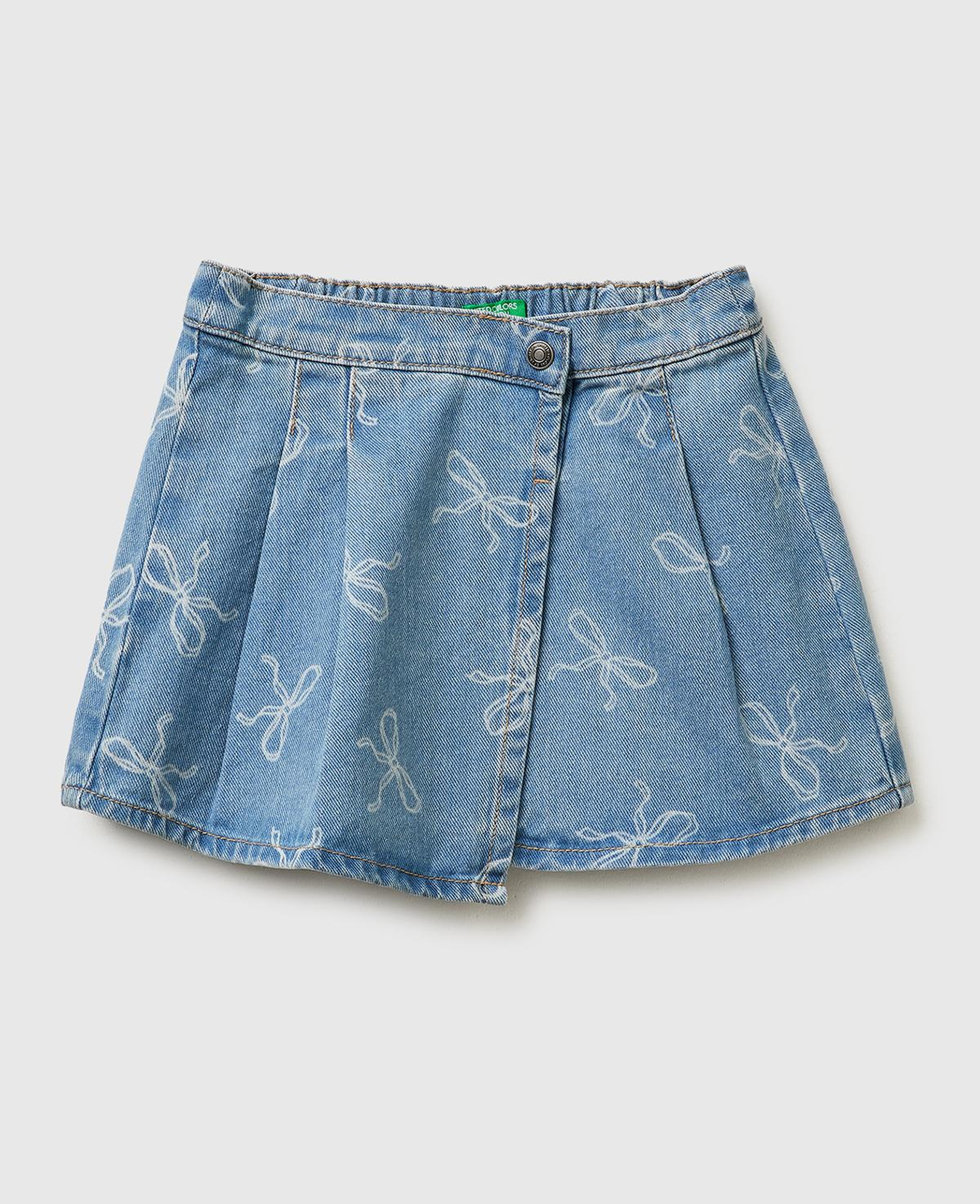 Kız Çocuk Mavi Asimetrik Mini Denim Etek