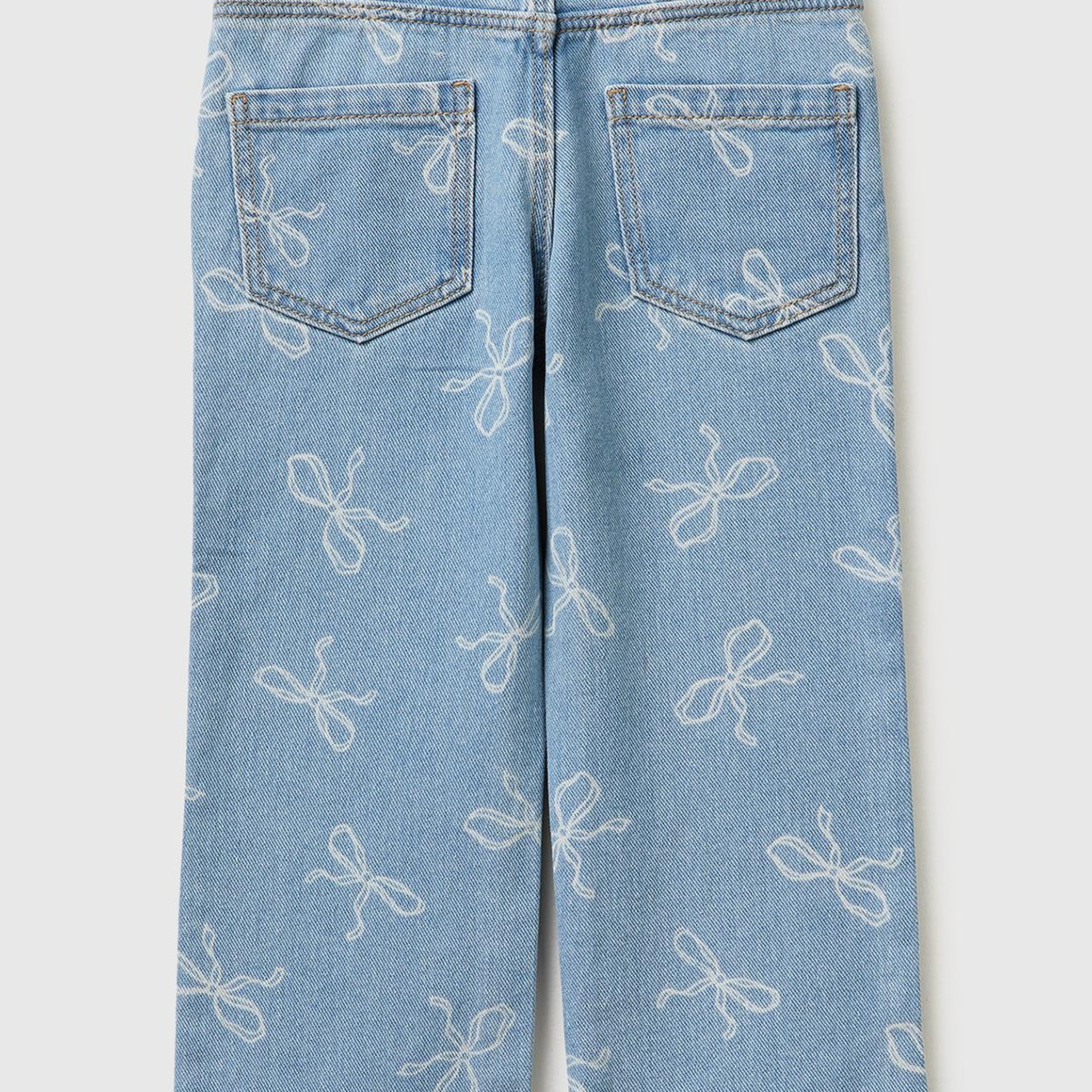 Kız Çocuk Mavi Üç Düğmeli Denim Pantolon
