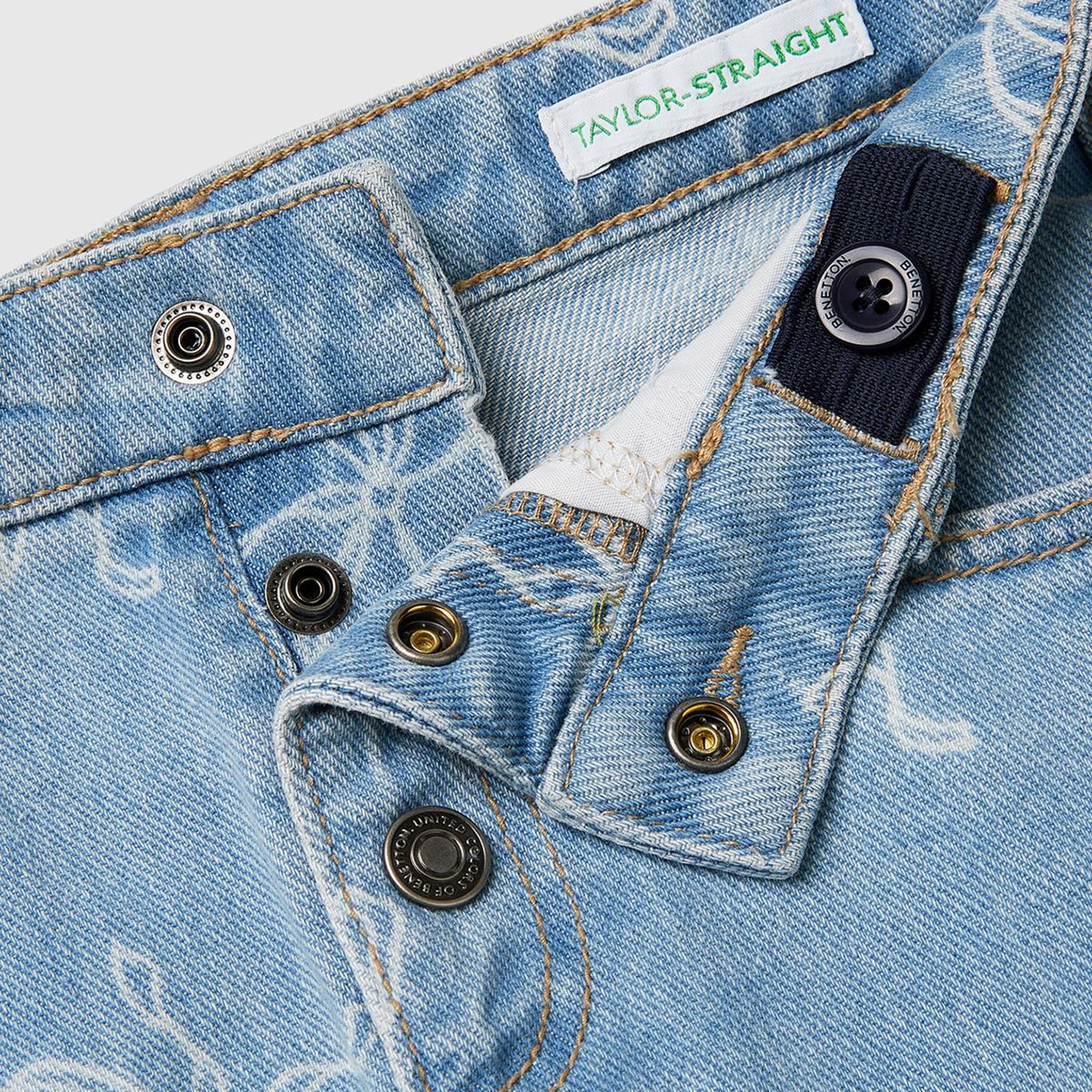 Kız Çocuk Mavi Üç Düğmeli Denim Pantolon