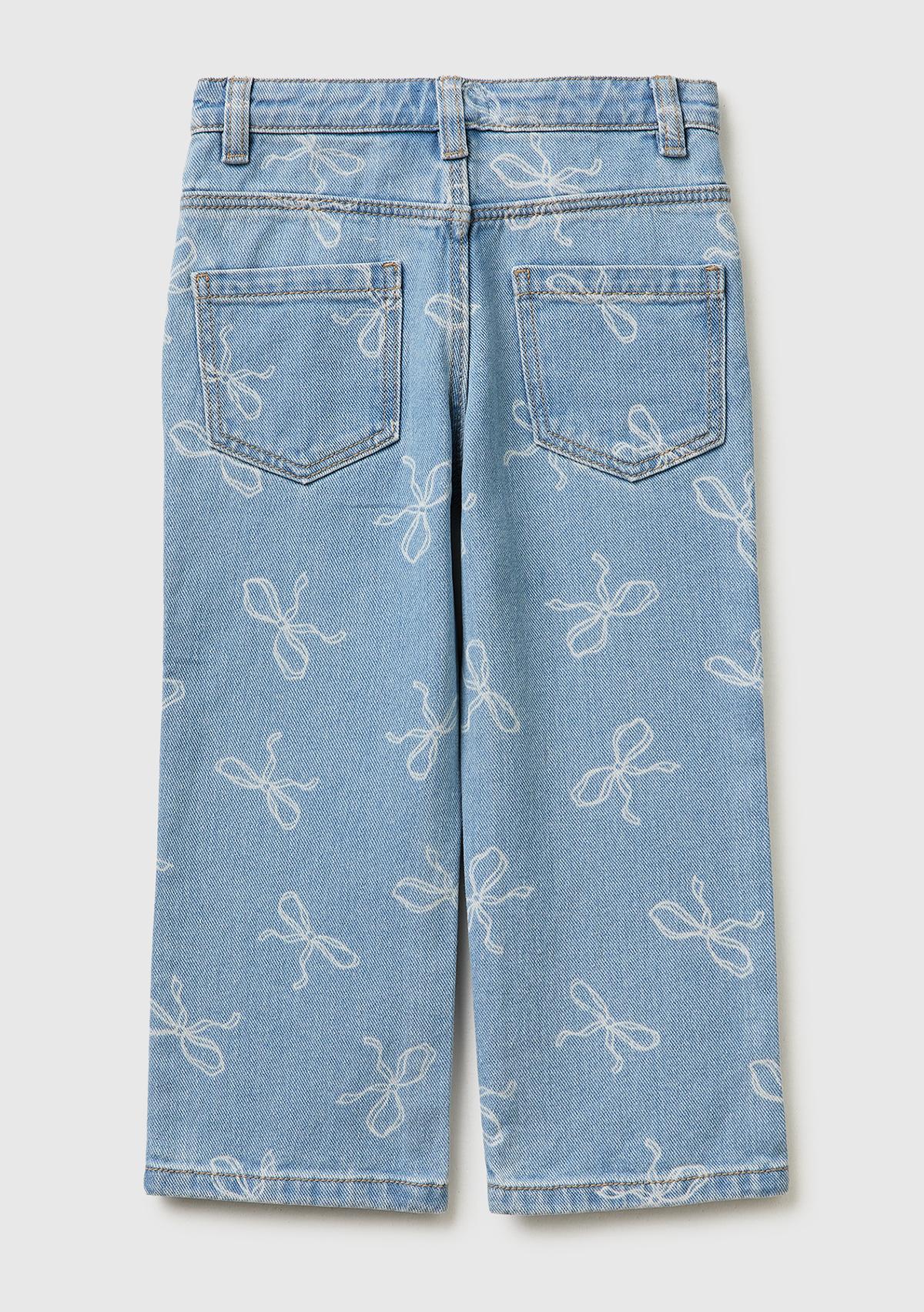 Kız Çocuk Mavi Üç Düğmeli Denim Pantolon