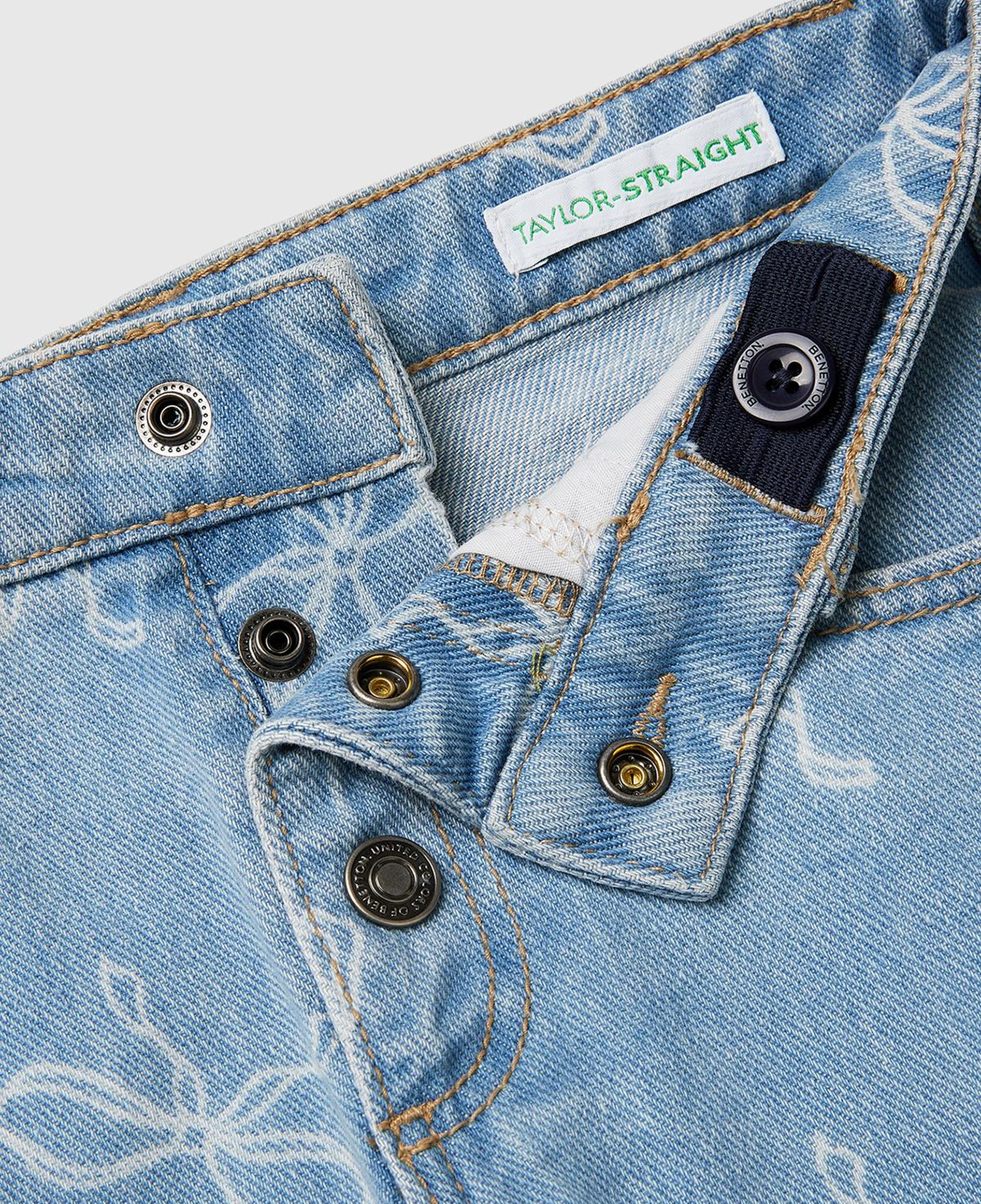 Kız Çocuk Mavi Üç Düğmeli Denim Pantolon