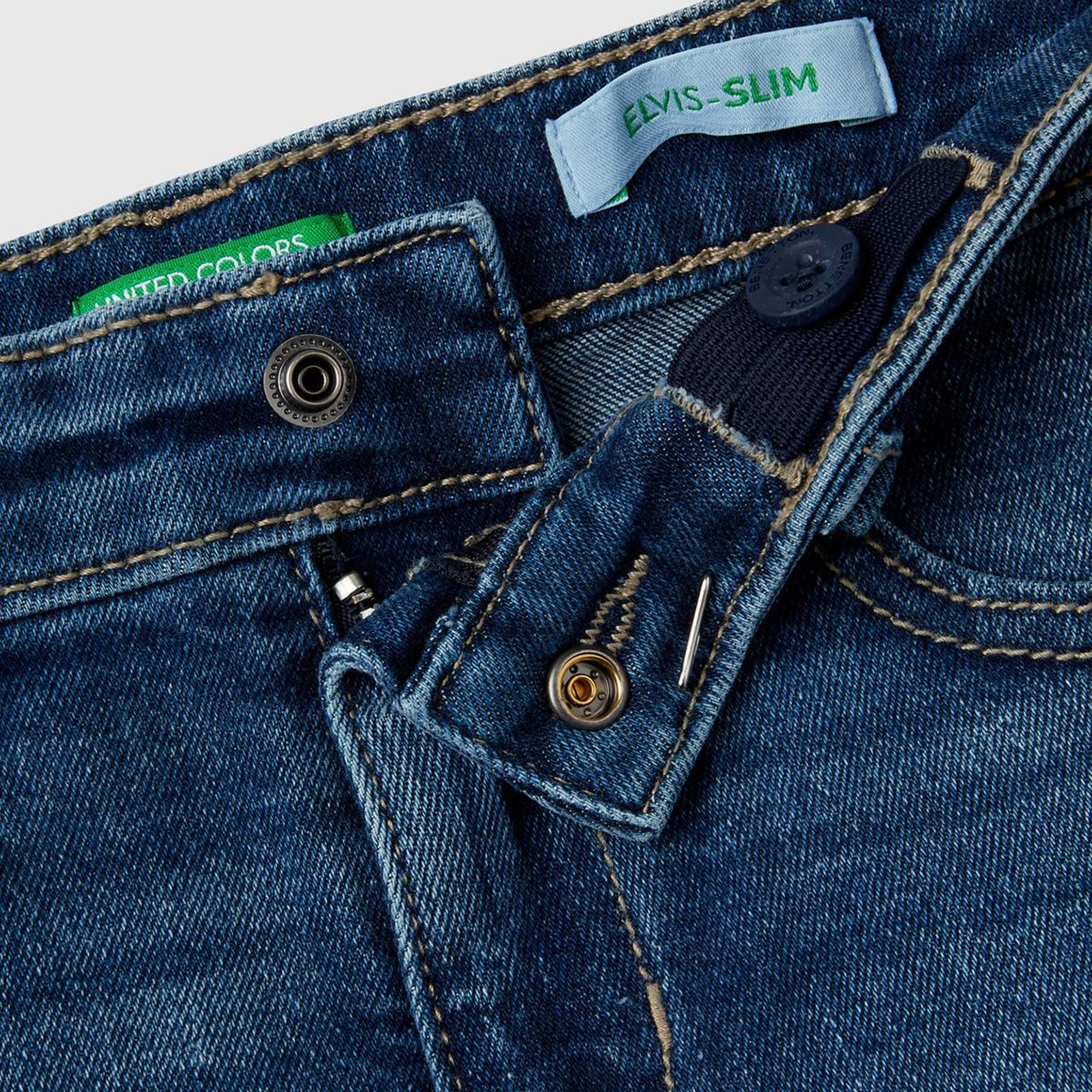 Erkek Çocuk Lacivert Önü Logo İşlemeli 5 Cepli Ağartılmış Denim Pantolon