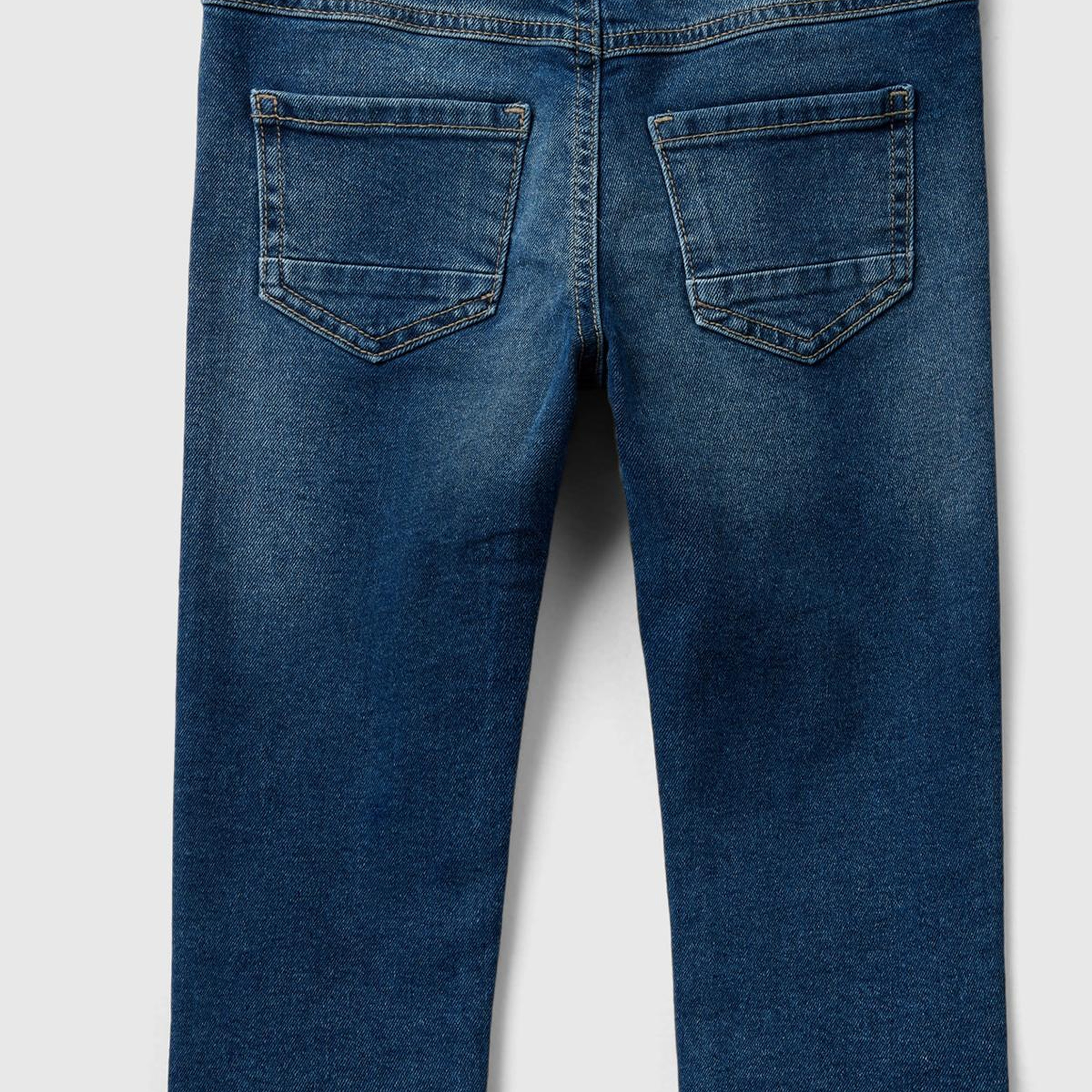 Erkek Çocuk Lacivert Önü Logo İşlemeli 5 Cepli Ağartılmış Denim Pantolon