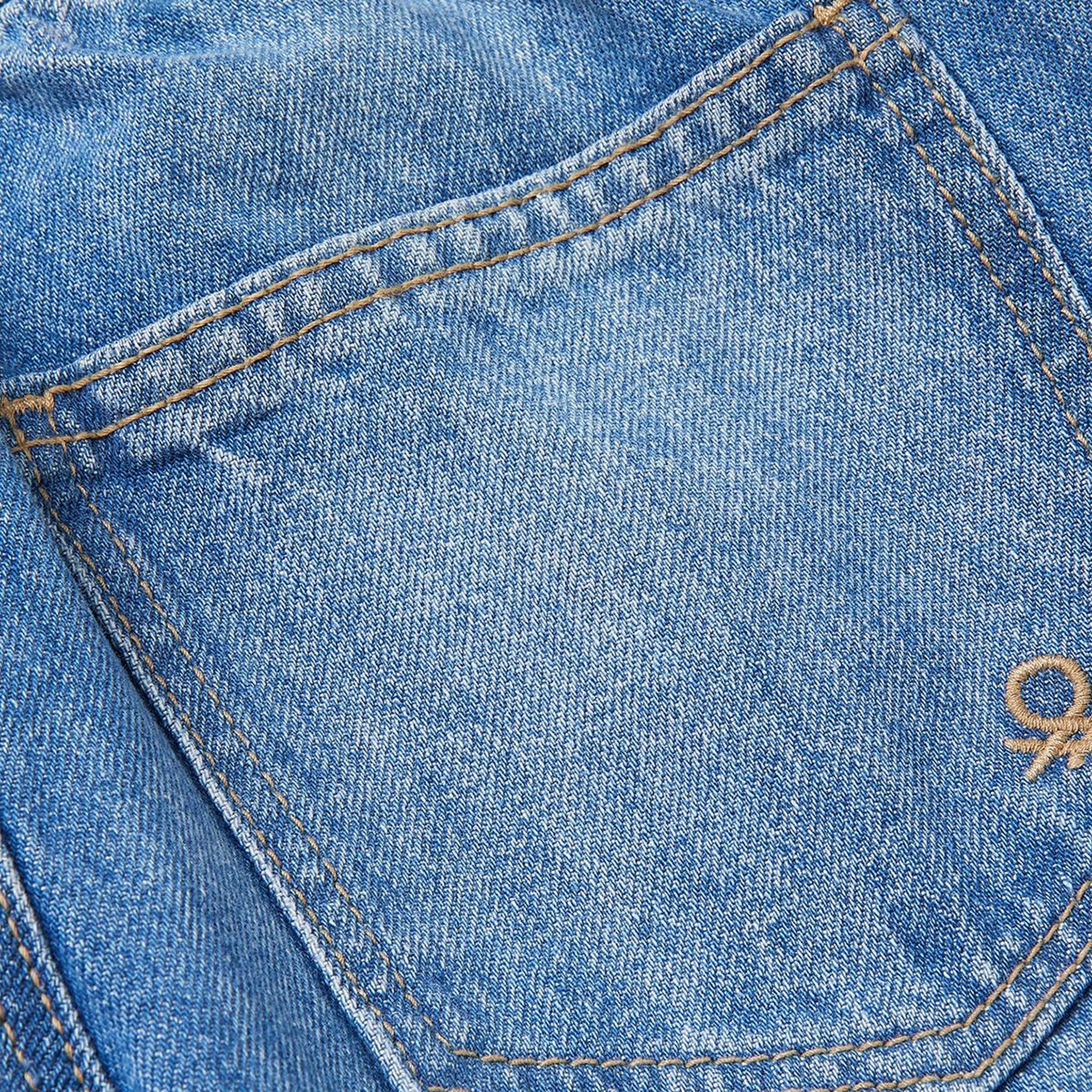 Erkek Çocuk Lacivert Beli Büzgülü İpli Paçası Kıvrık Denim Pantolon