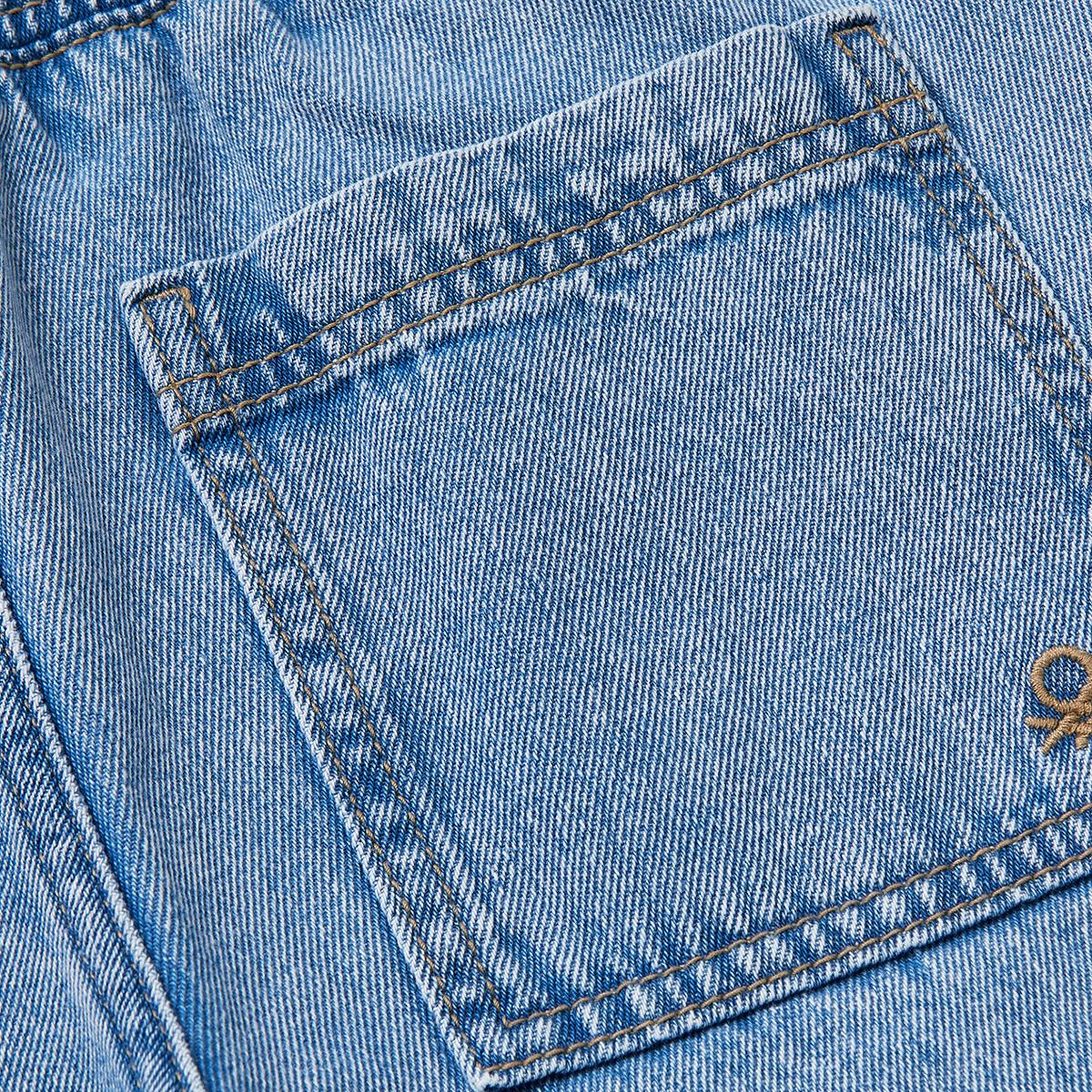 Erkek Çocuk Mavi Beli ve Paçası Büzgülü Denim Pantolon
