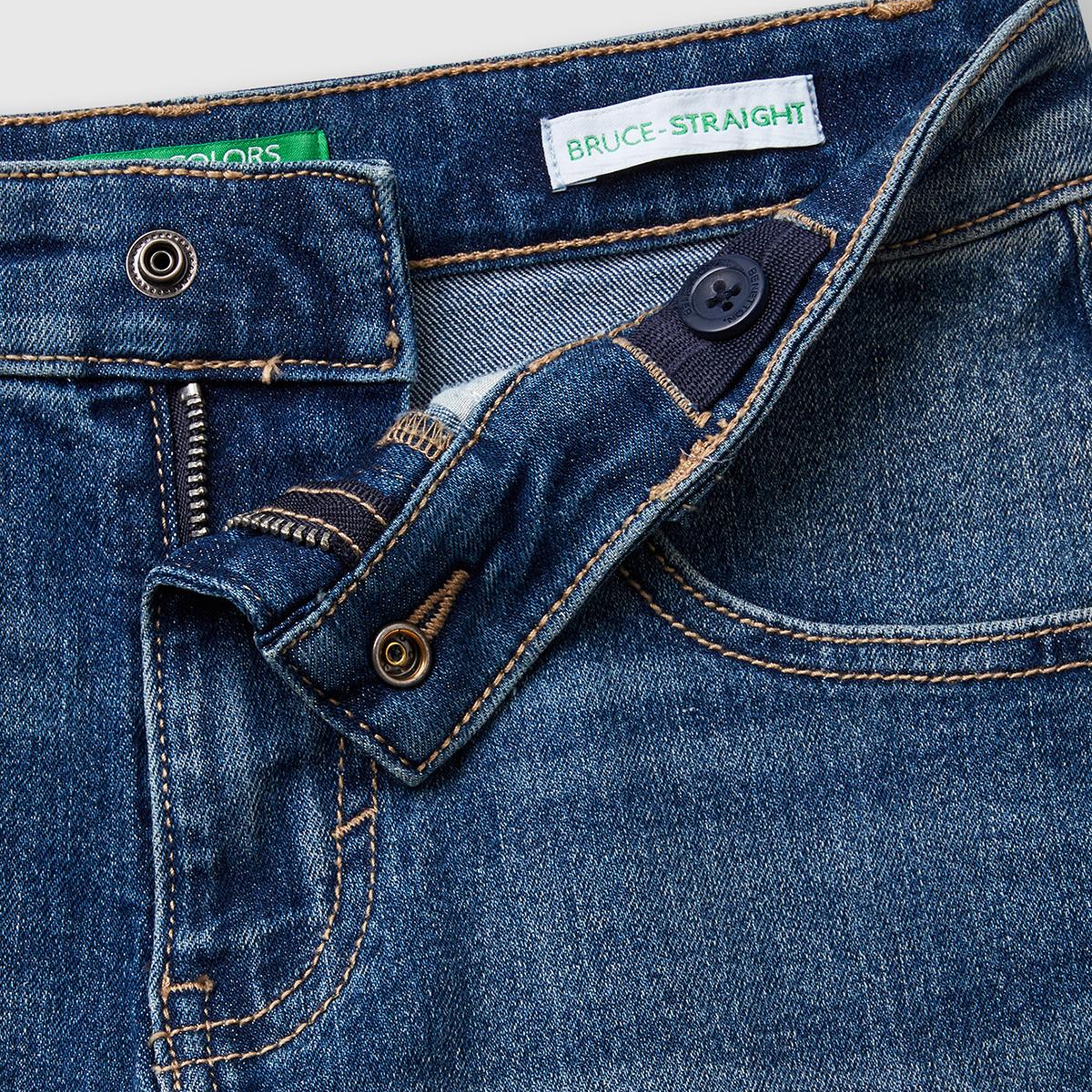 Erkek Çocuk Lacivert Taş Yıkama Straight Fit Denim Bermuda Şort