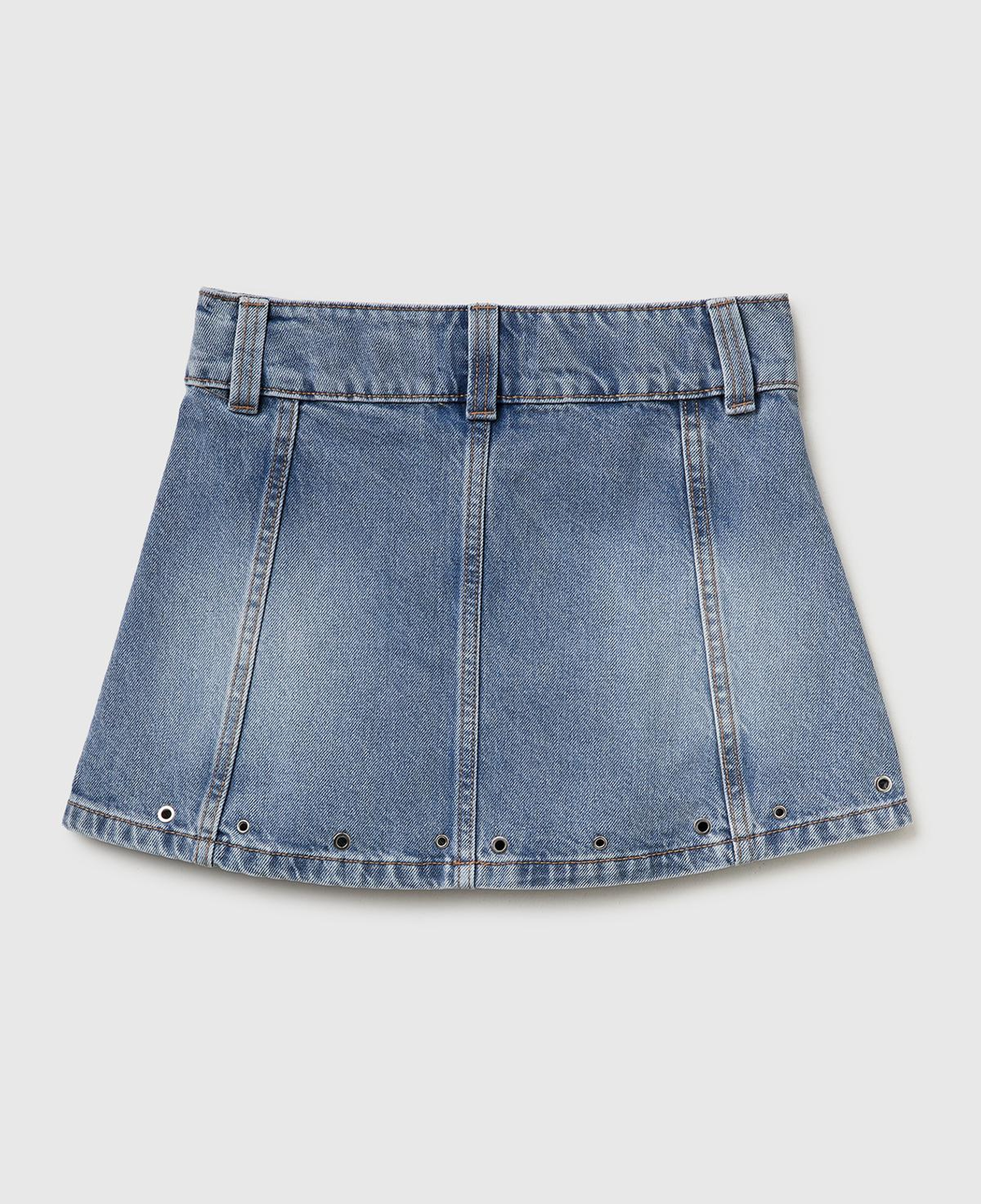 Kız Çocuk Mavi Metal Detaylı Mini Denim Etek