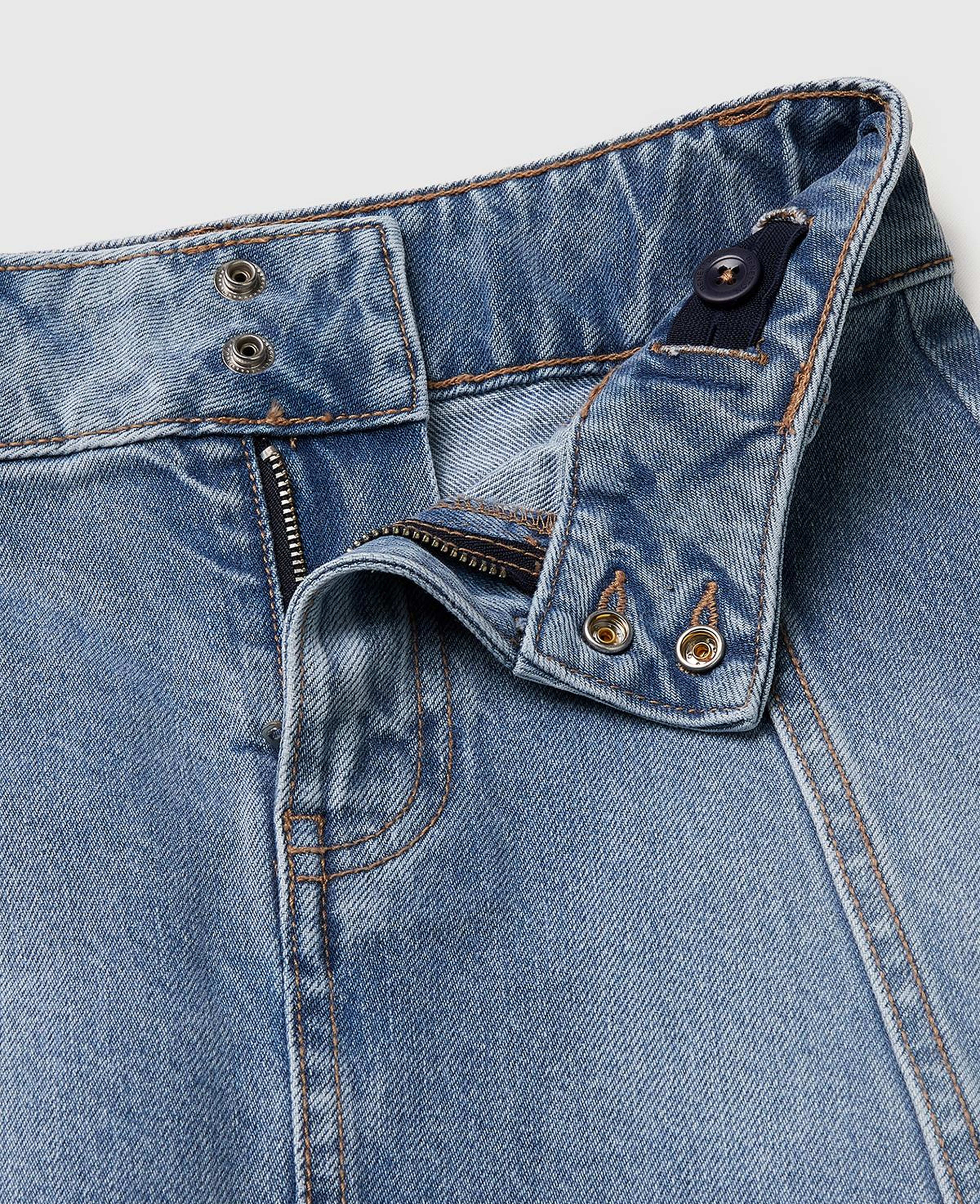 Kız Çocuk Mavi Metal Detaylı Mini Denim Etek