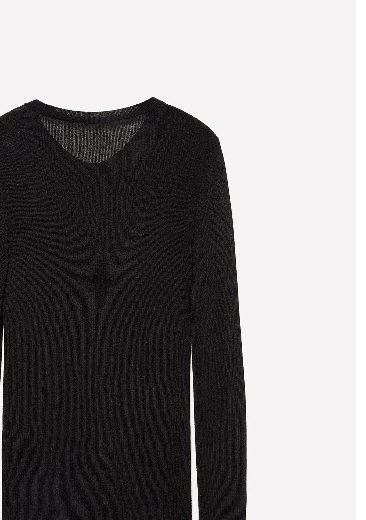 Kadın Siyah Viskoz Karışımlı Bisiklet Yaka Slim Fit Kazak