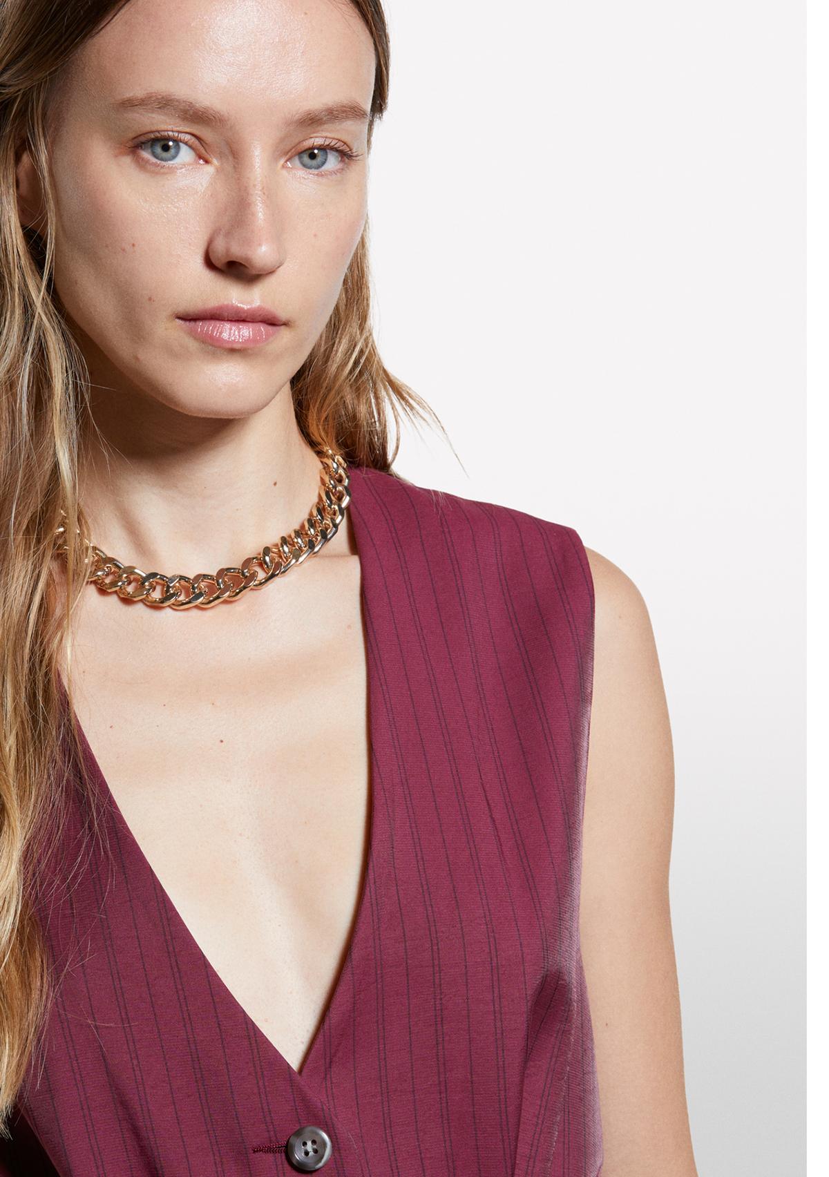 Kadın Bordo Viskoz Karışımlı Çizgili Beli İpli Regular Fit V Yaka Yelek