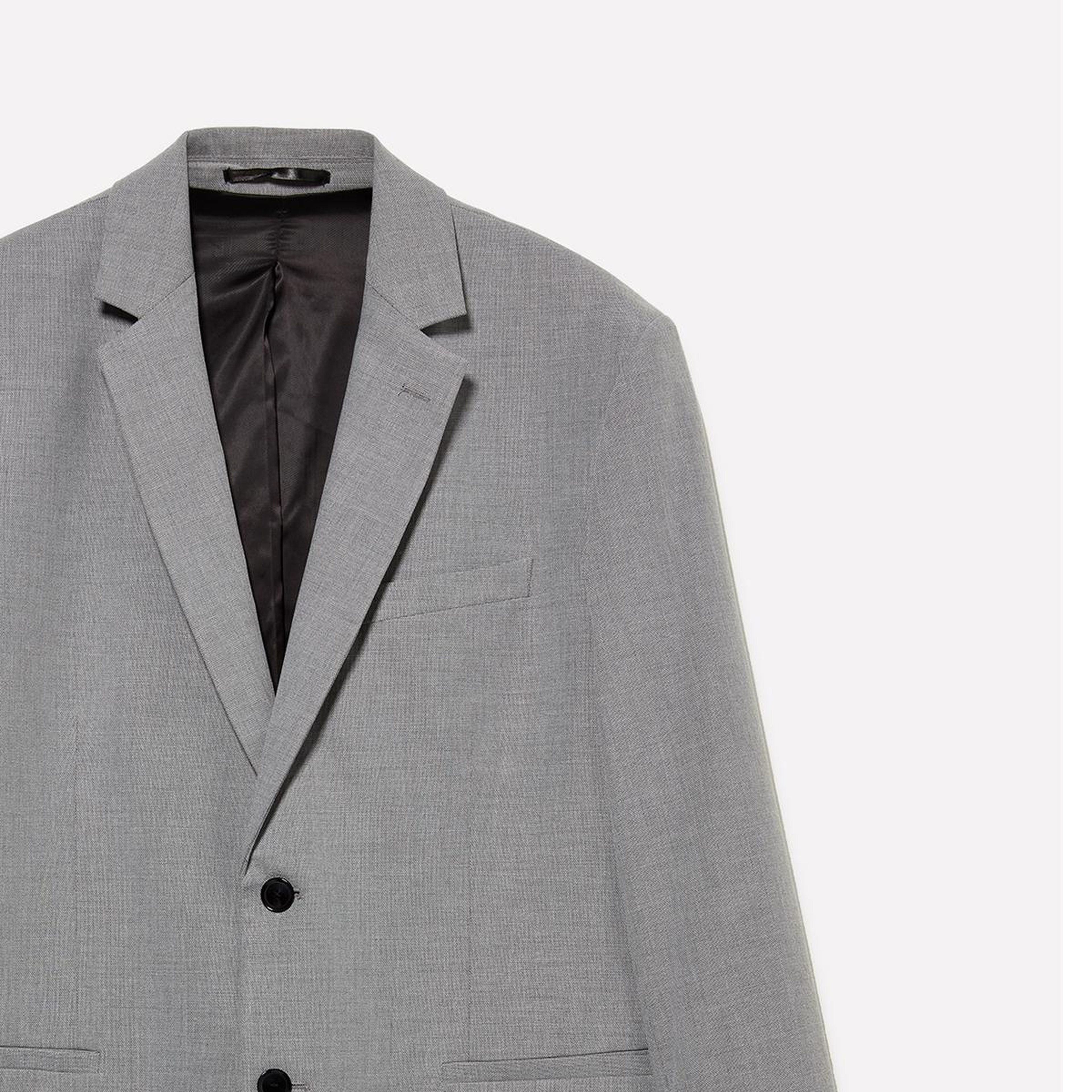 Erkek Gri Viskoz Karışımlı Düğmeli Astarlı Kruvaze Blazer Ceket