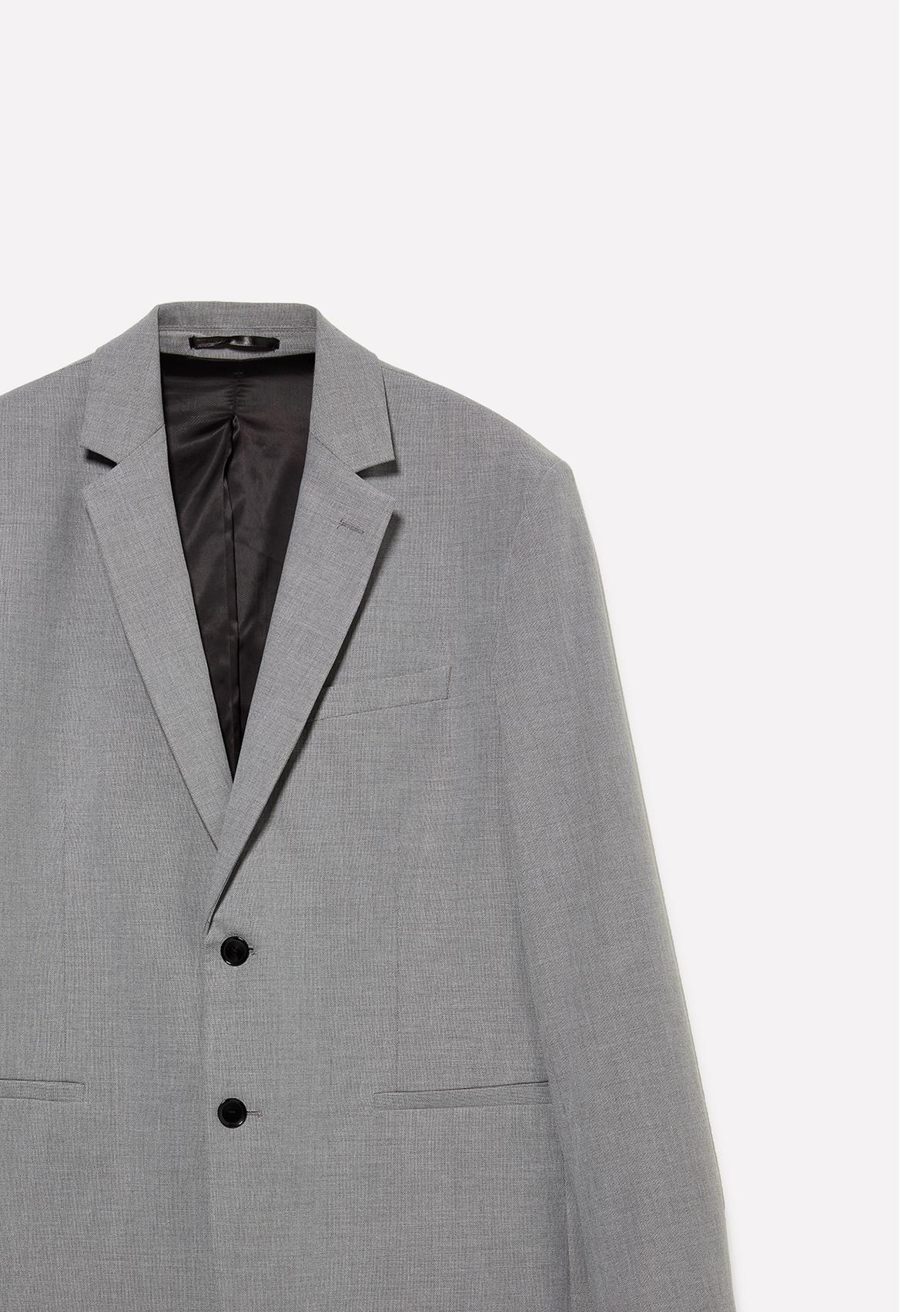 Erkek Gri Viskoz Karışımlı Düğmeli Astarlı Kruvaze Blazer Ceket