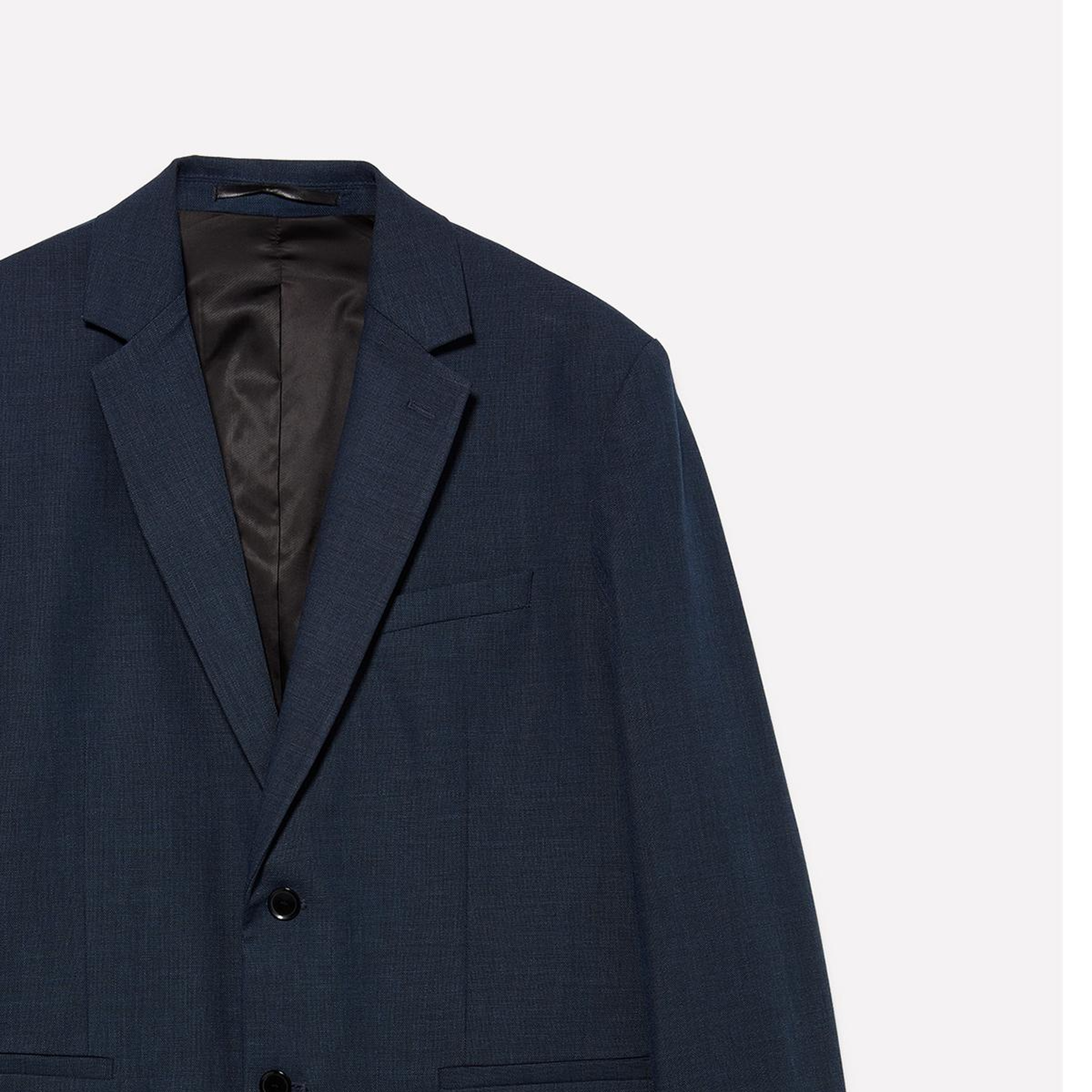 Erkek Lacivert Viskoz Karışımlı Düğmeli Astarlı Kruvaze Blazer Ceket