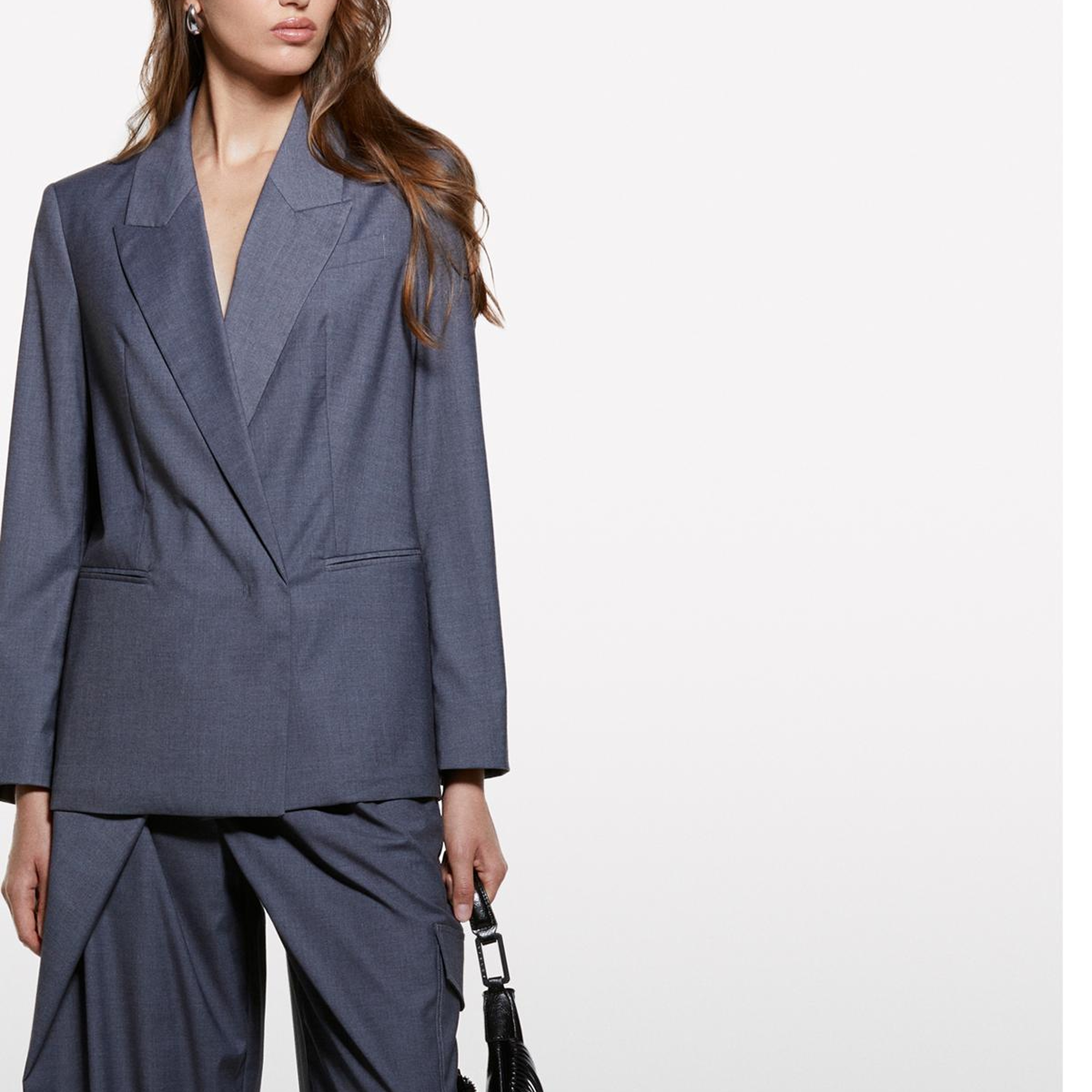 Kadın Gri  Viskoz Karışımlı Beli İpli Astarlı Regular Fit Blazer Ceket