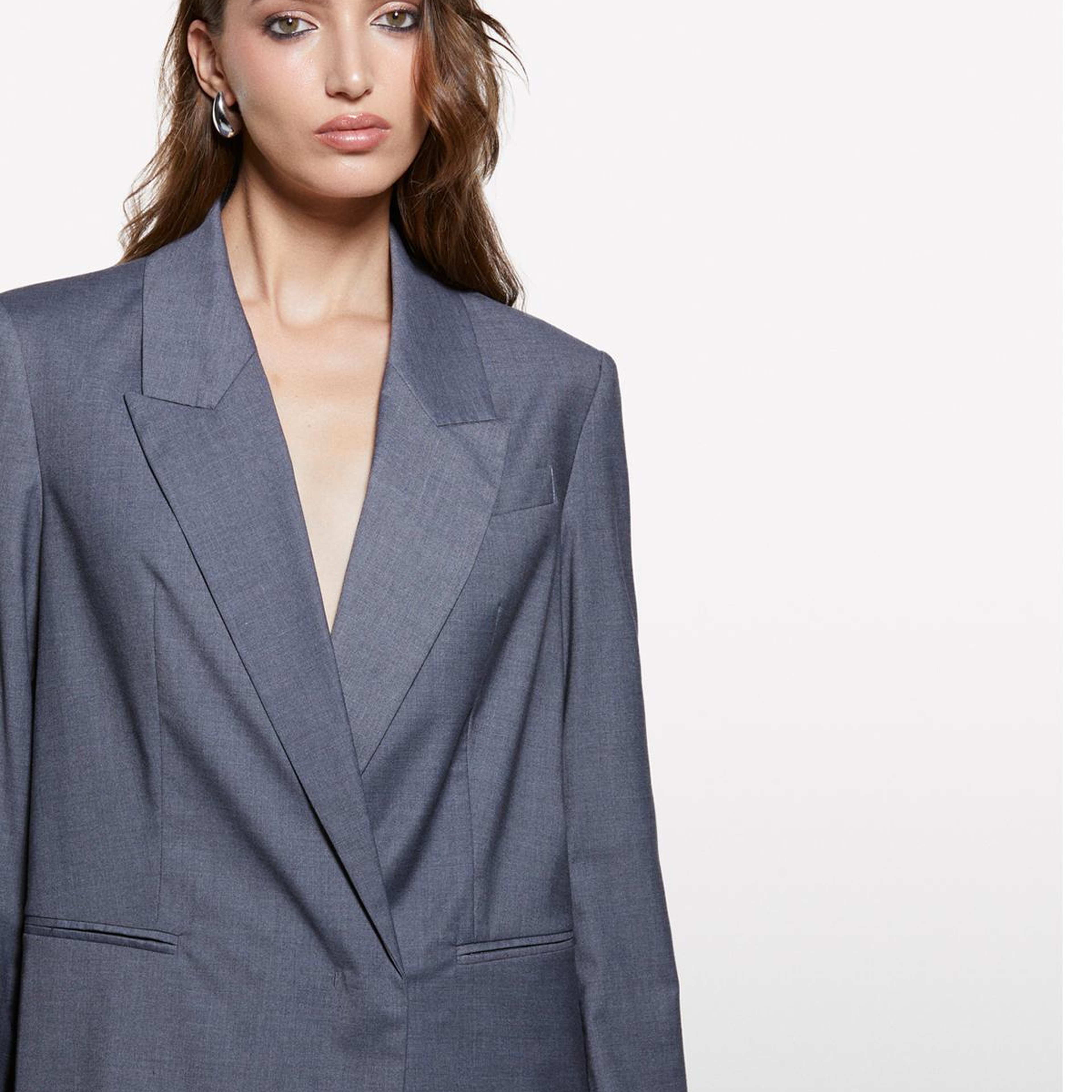 Kadın Gri  Viskoz Karışımlı Beli İpli Astarlı Regular Fit Blazer Ceket