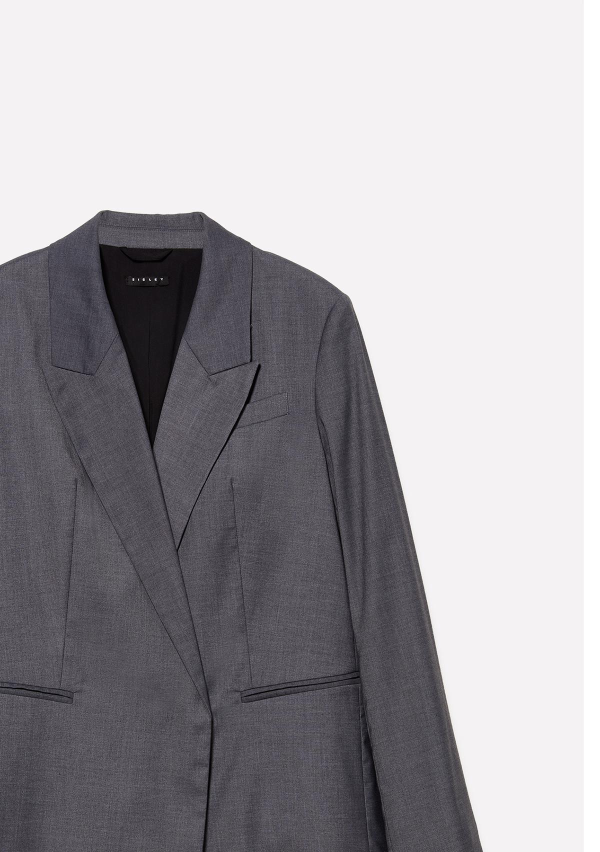 Kadın Gri Viskoz Karışımlı Beli İpli Astarlı Regular Fit Blazer Ceket