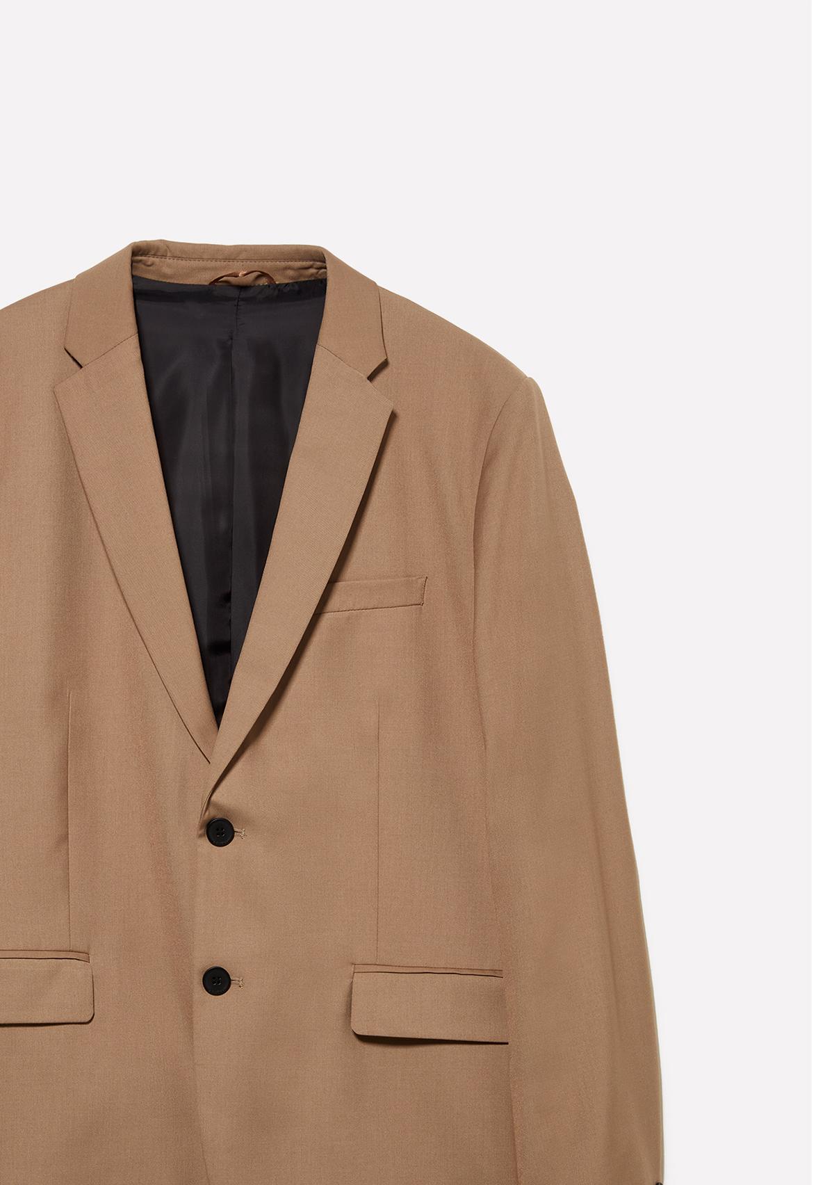 Erkek Vizon Rengi Viskoz Karışımlı Slim Fit Blazer Ceket