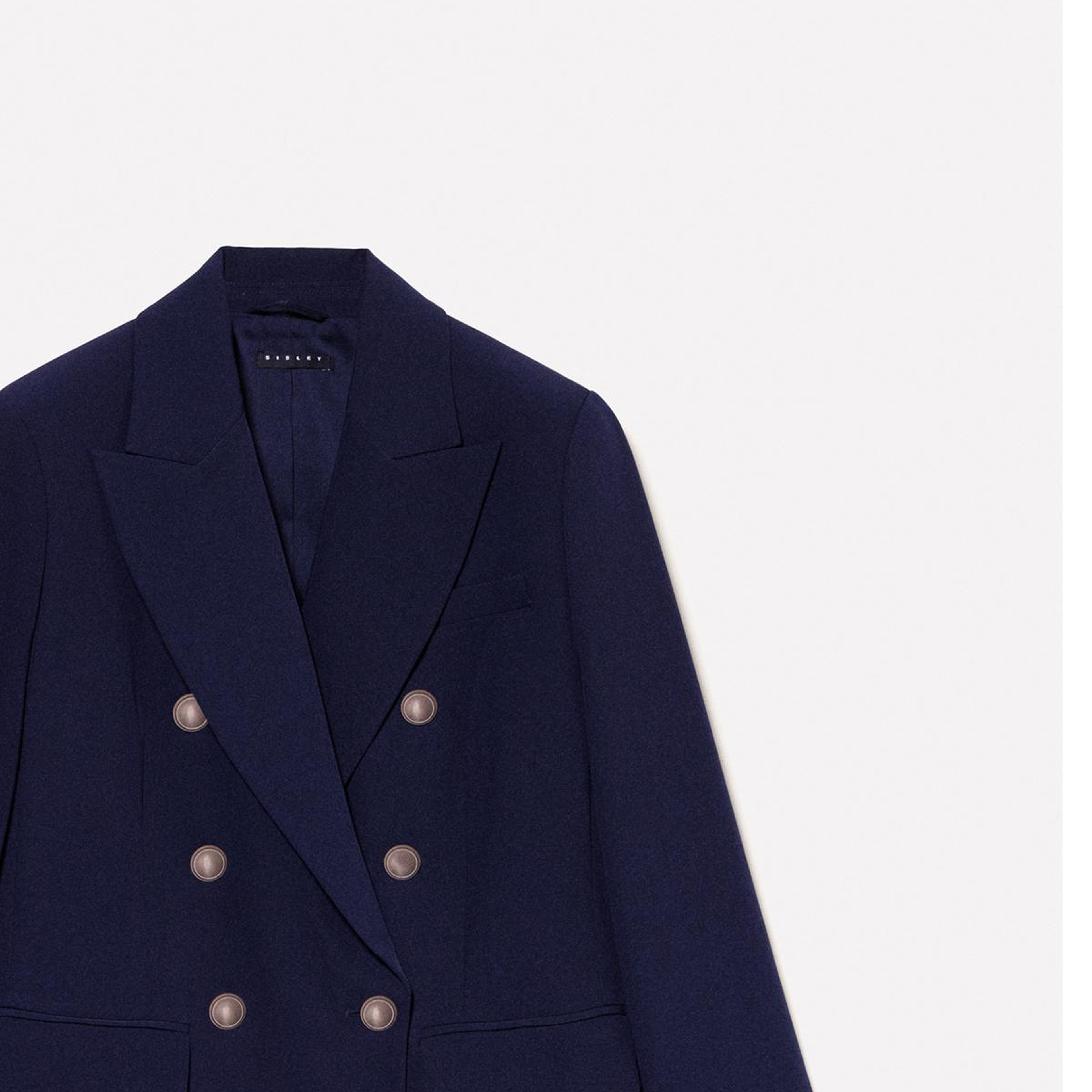 Kadın Lacivert Viskoz Karışımlı Düğme Detaylı Blazer Ceket
