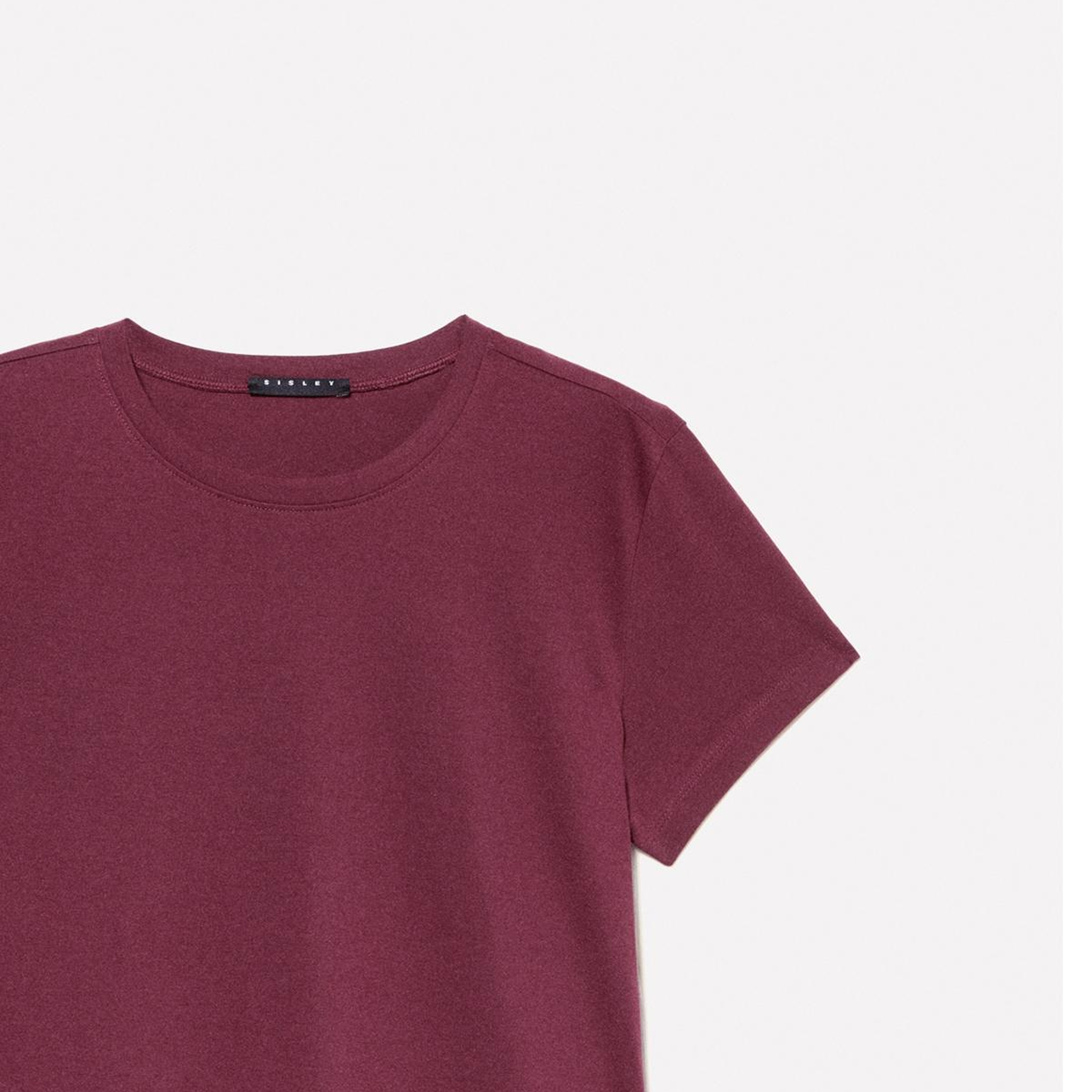 Kadın Bordo %100 Pamuk Bisiklet Yakalı T-Shirt