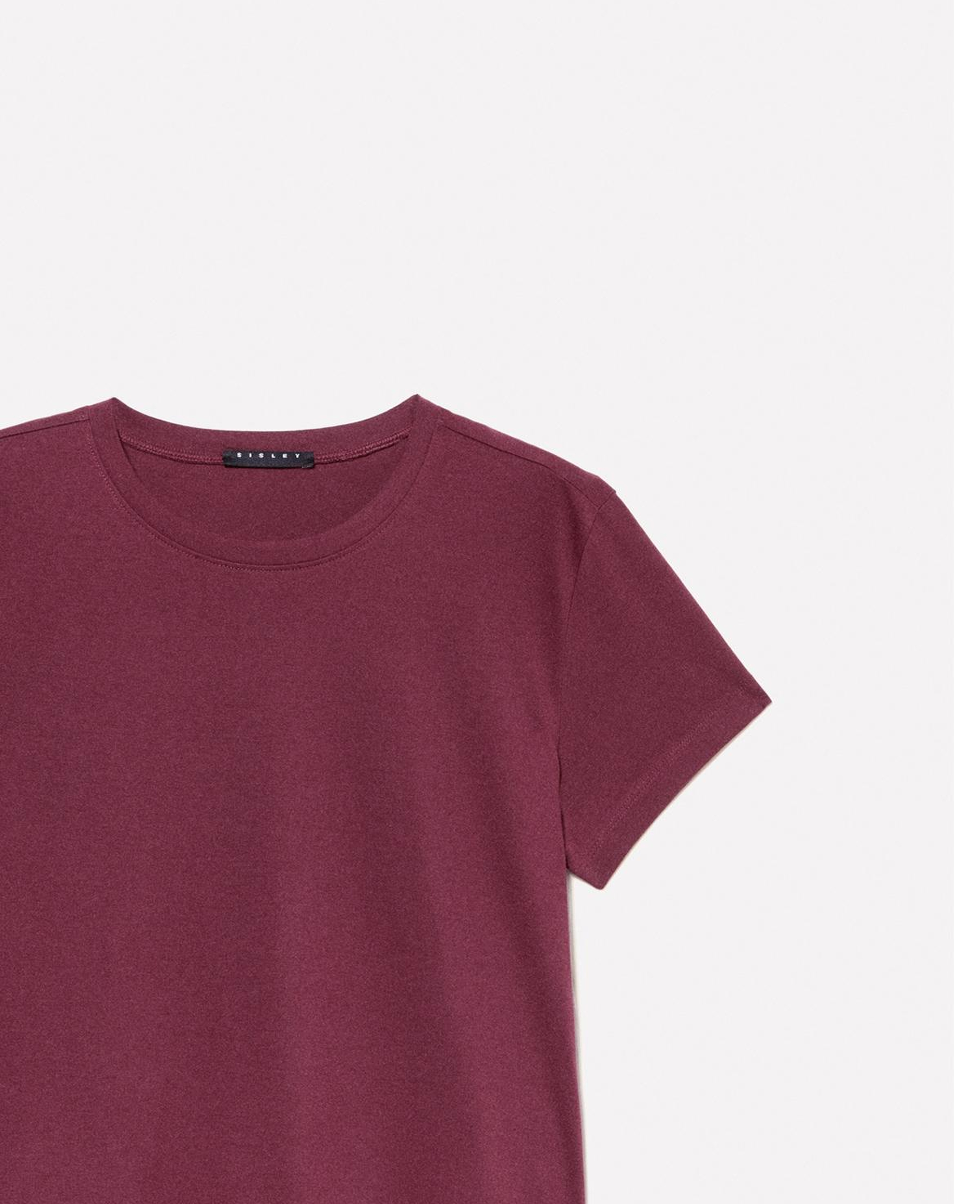 Kadın Bordo %100 Pamuk Bisiklet Yakalı T-Shirt