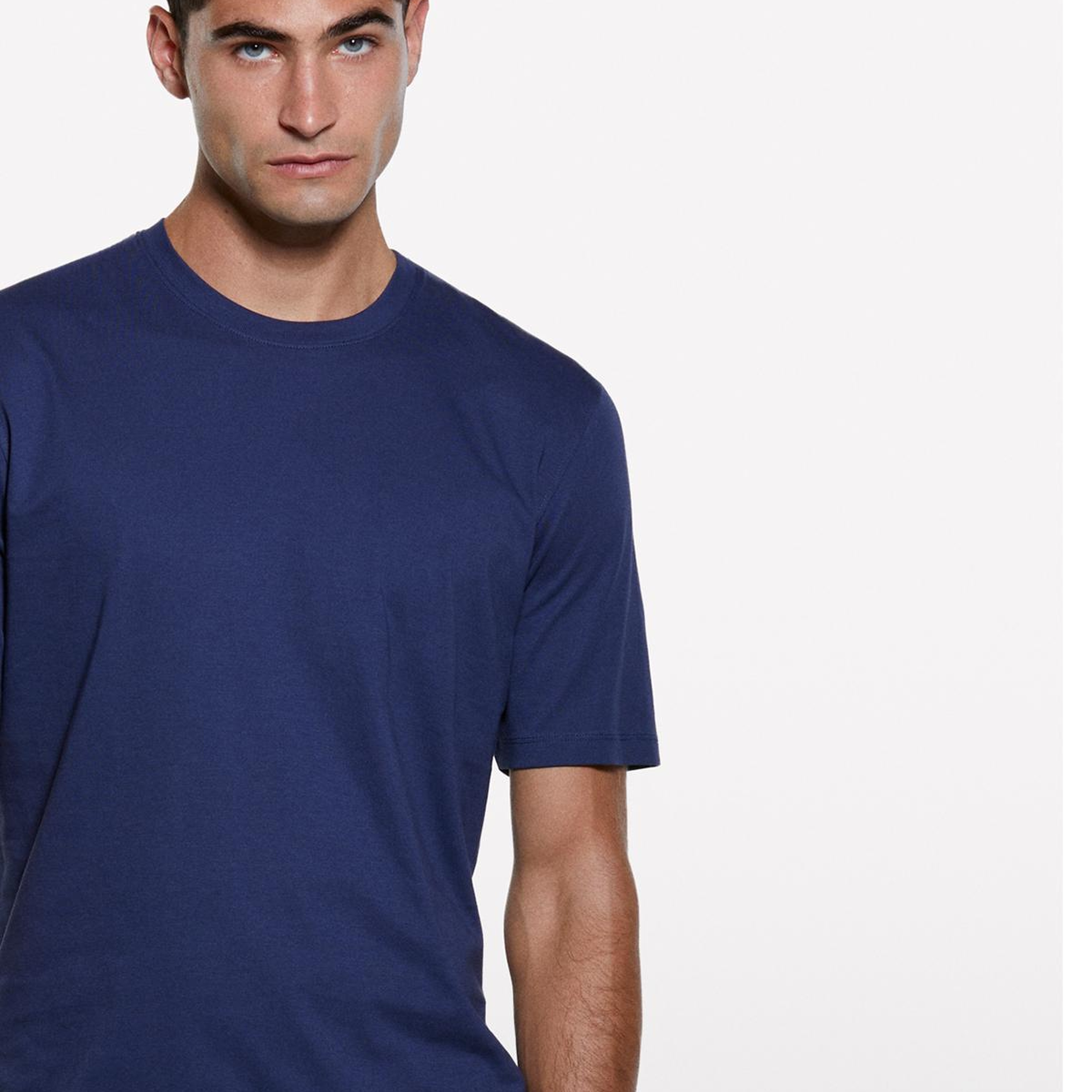 Erkek Koyu Mavi %100 Pamuk Normal Kesim Bisiklet Yaka Kısa Kollu T-Shirt
