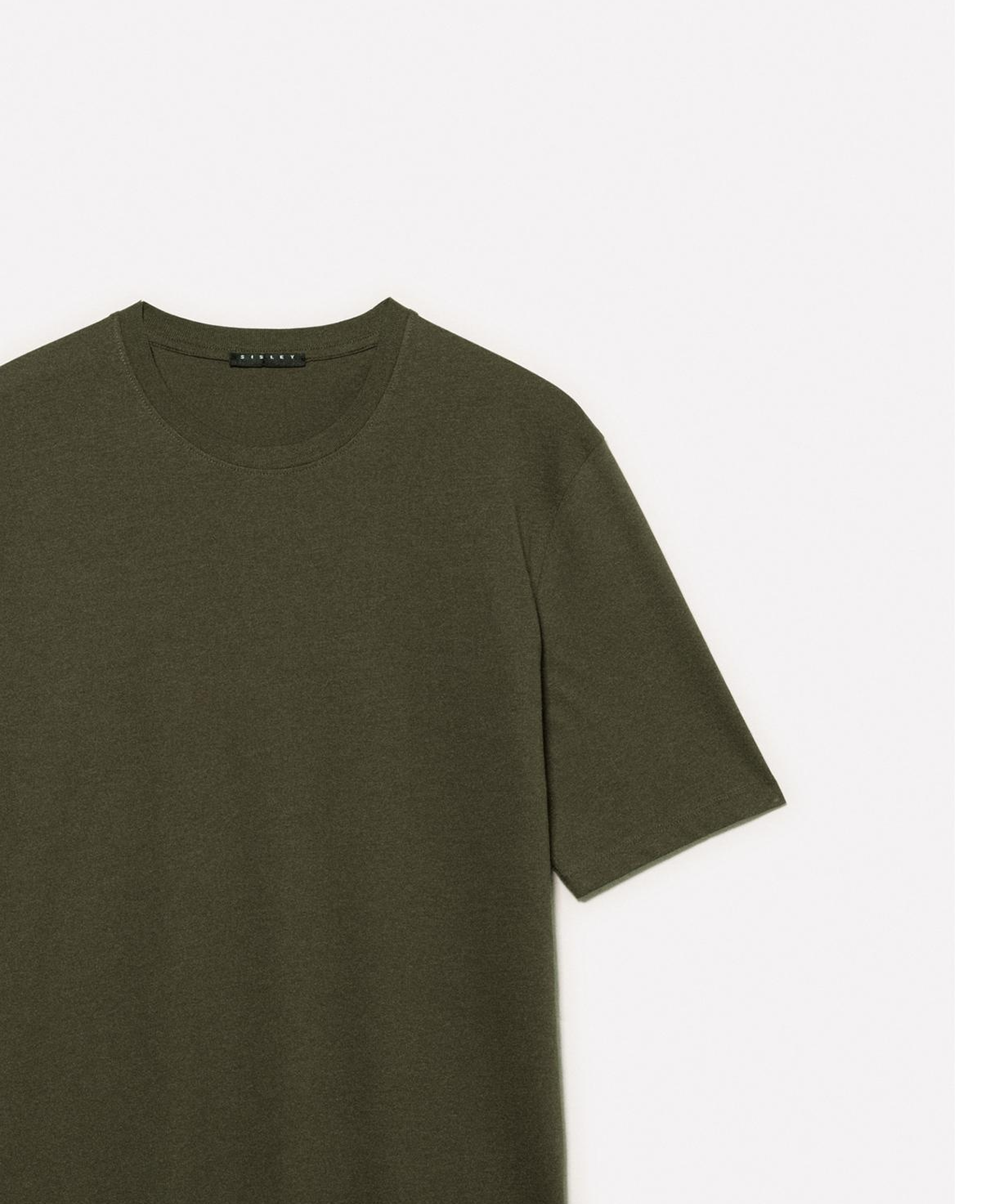 Erkek Haki Yeşili %100 Pamuk Normal Kesim Bisiklet Yaka Kısa Kollu T-Shirt