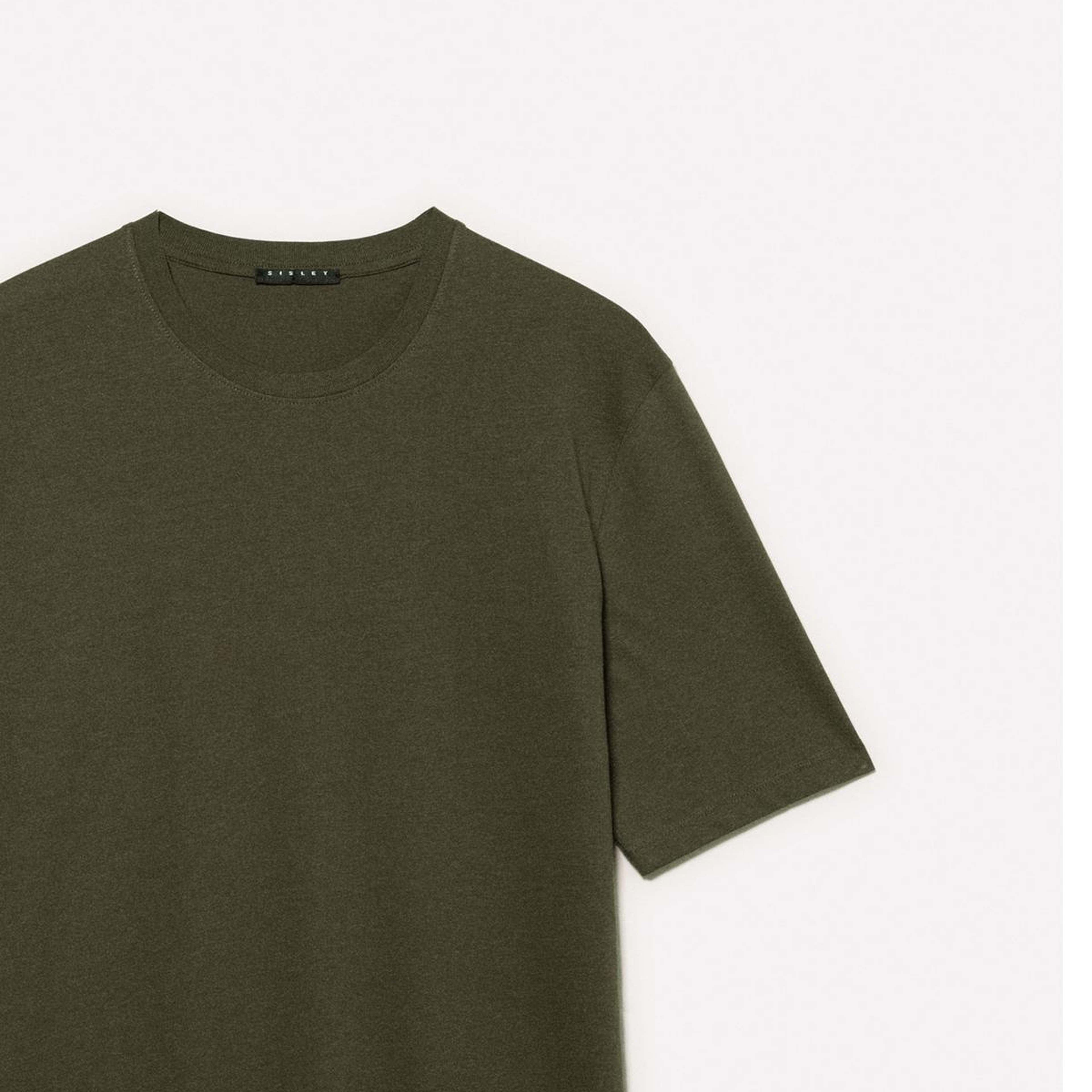 Erkek Haki Yeşili %100 Pamuk Normal Kesim Bisiklet Yaka Kısa Kollu T-Shirt
