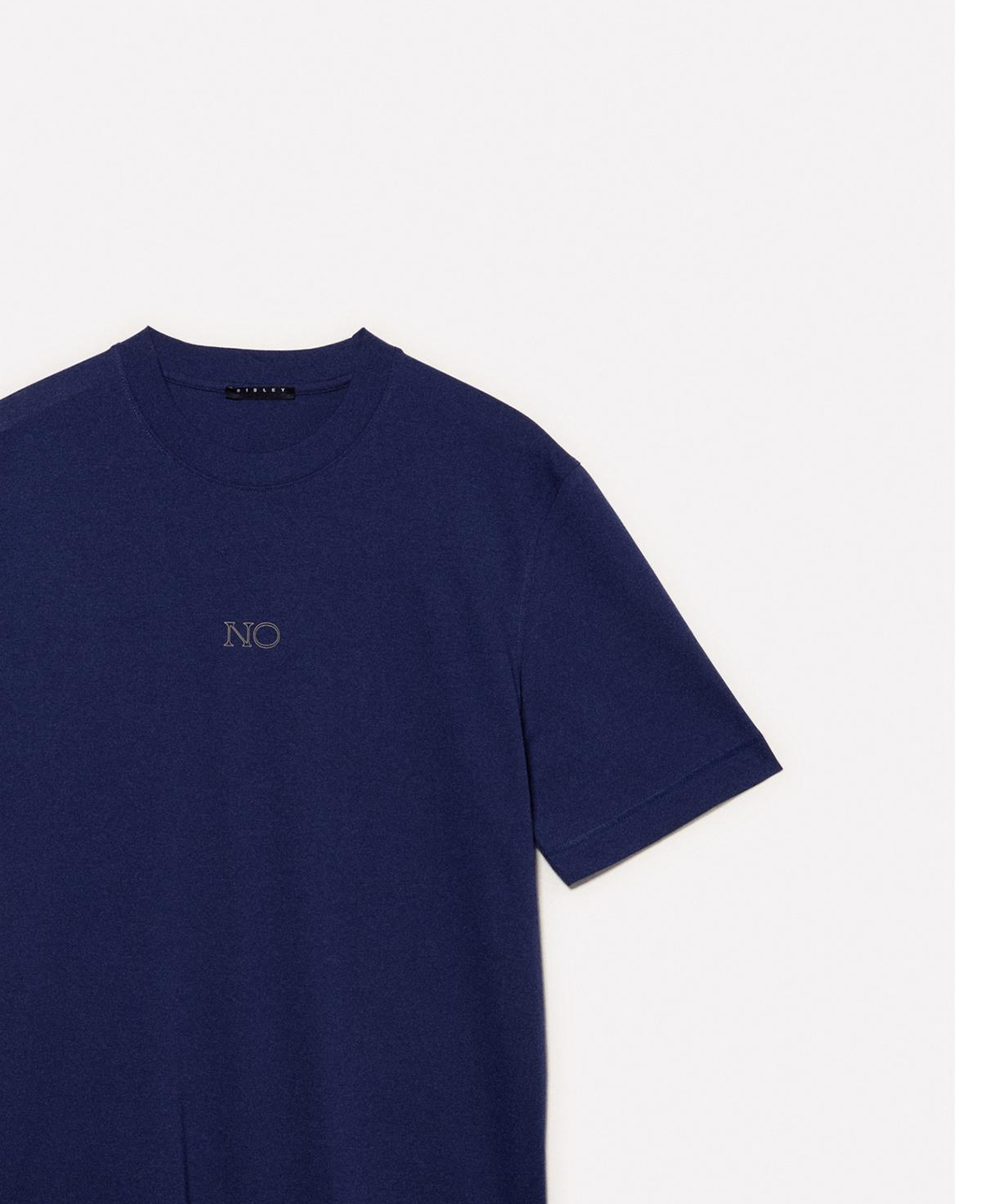 Erkek Lacivert %100 Pamuk Önü Baskılı Bisiklet Yaka Regular Fit T-Shirt