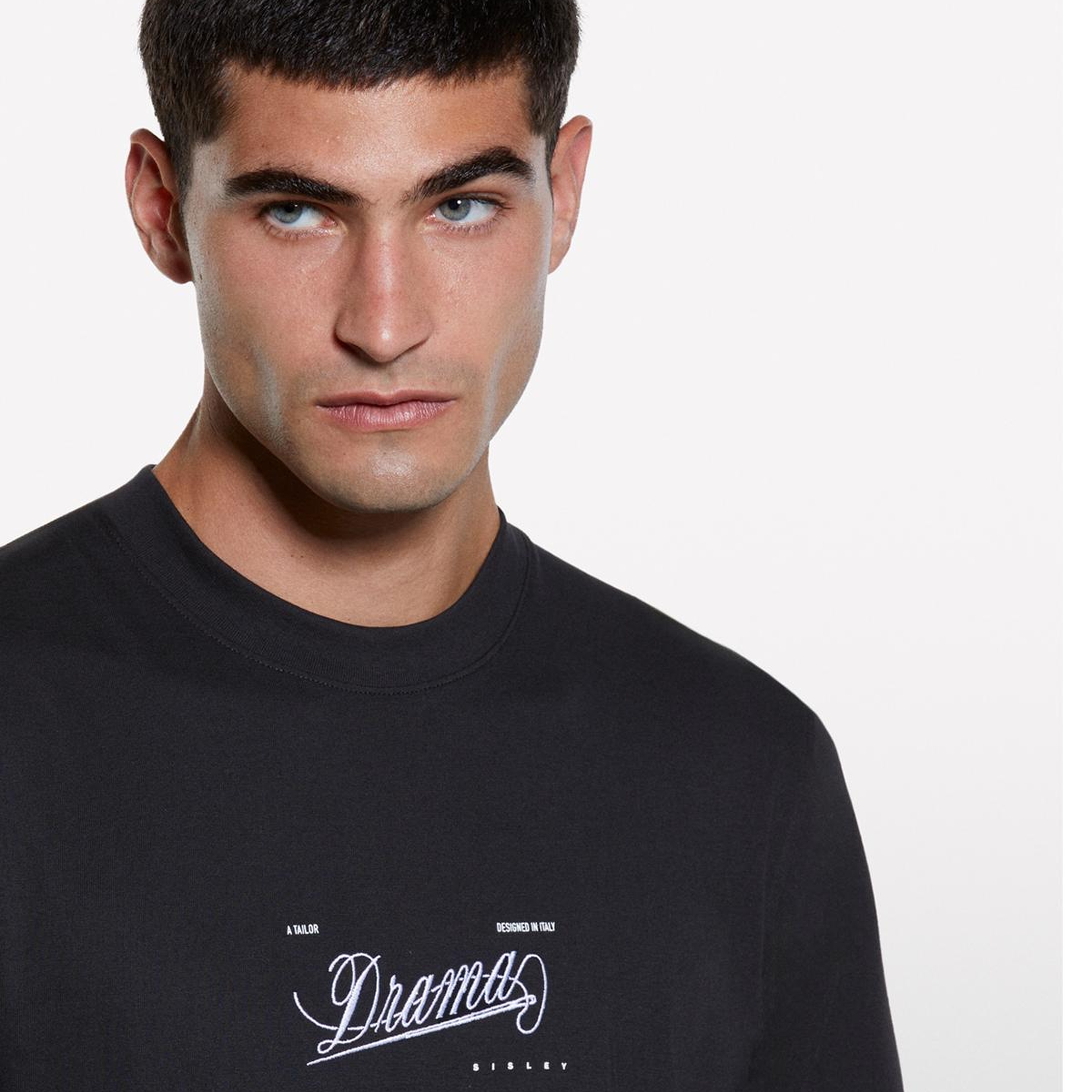 Erkek Siyah %100 Pamuk Önü Baskılı Bisiklet Yaka Regular Fit T-Shirt