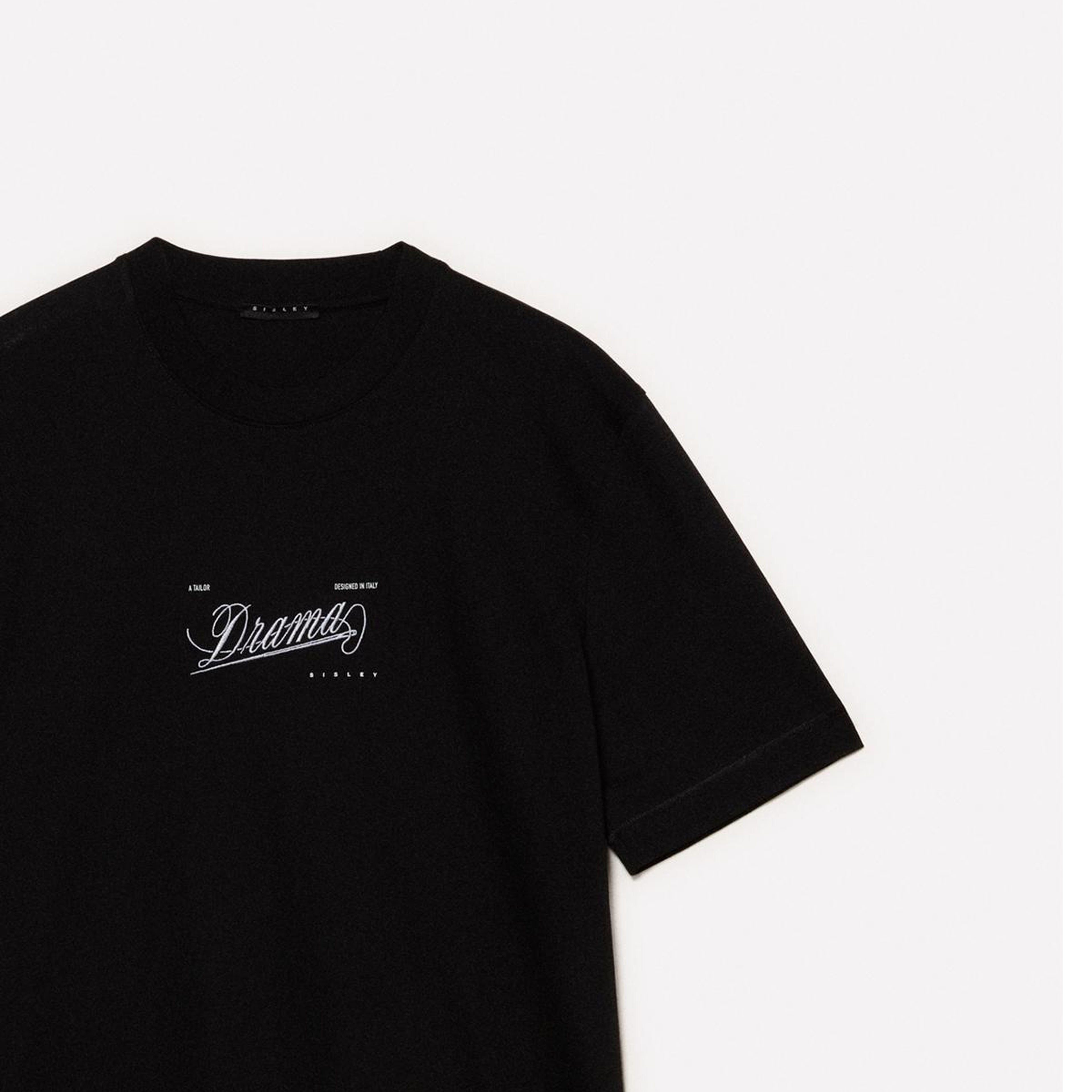 Erkek Siyah %100 Pamuk Önü Baskılı Bisiklet Yaka Regular Fit T-Shirt