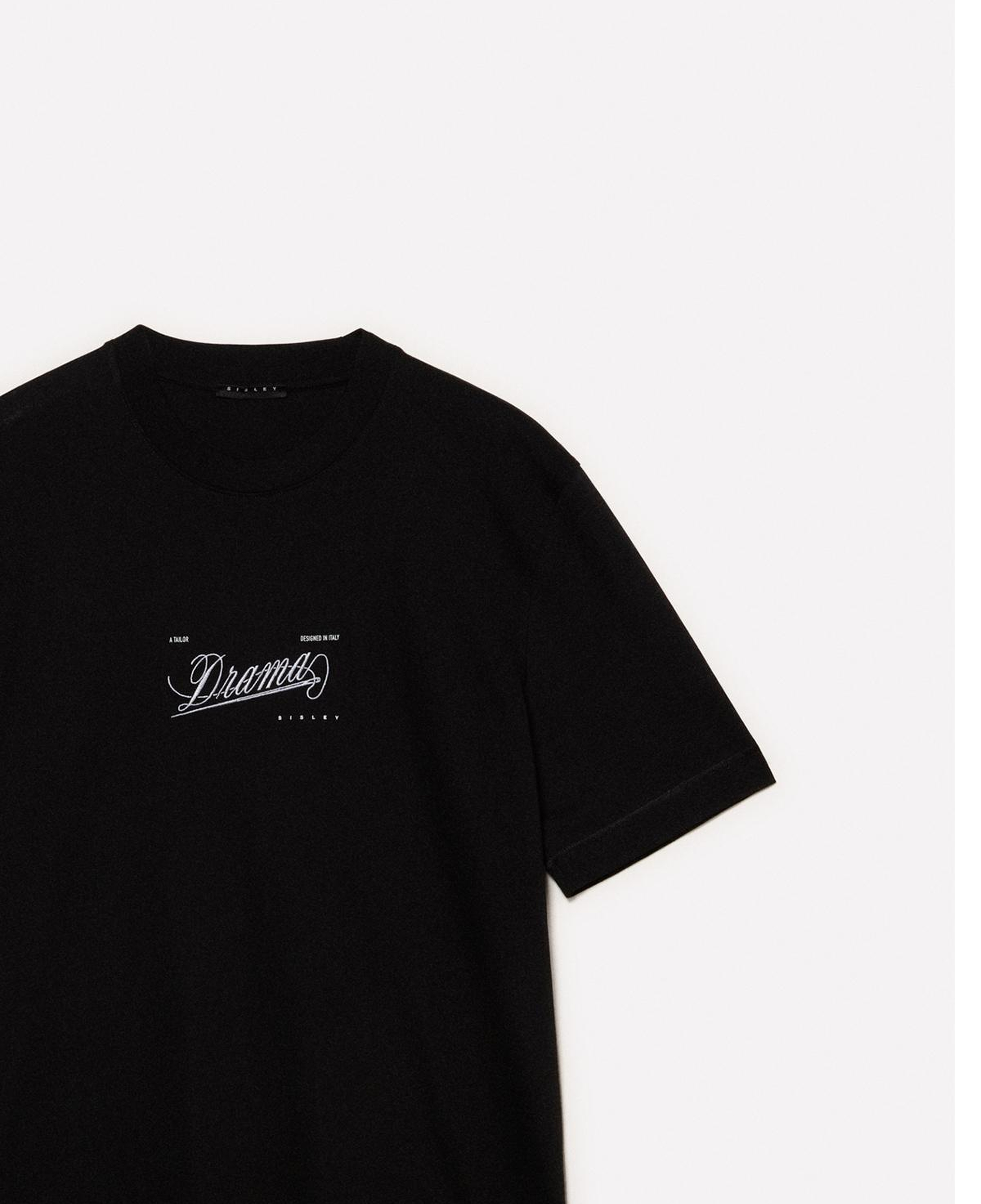 Erkek Siyah %100 Pamuk Önü Baskılı Bisiklet Yaka Regular Fit T-Shirt