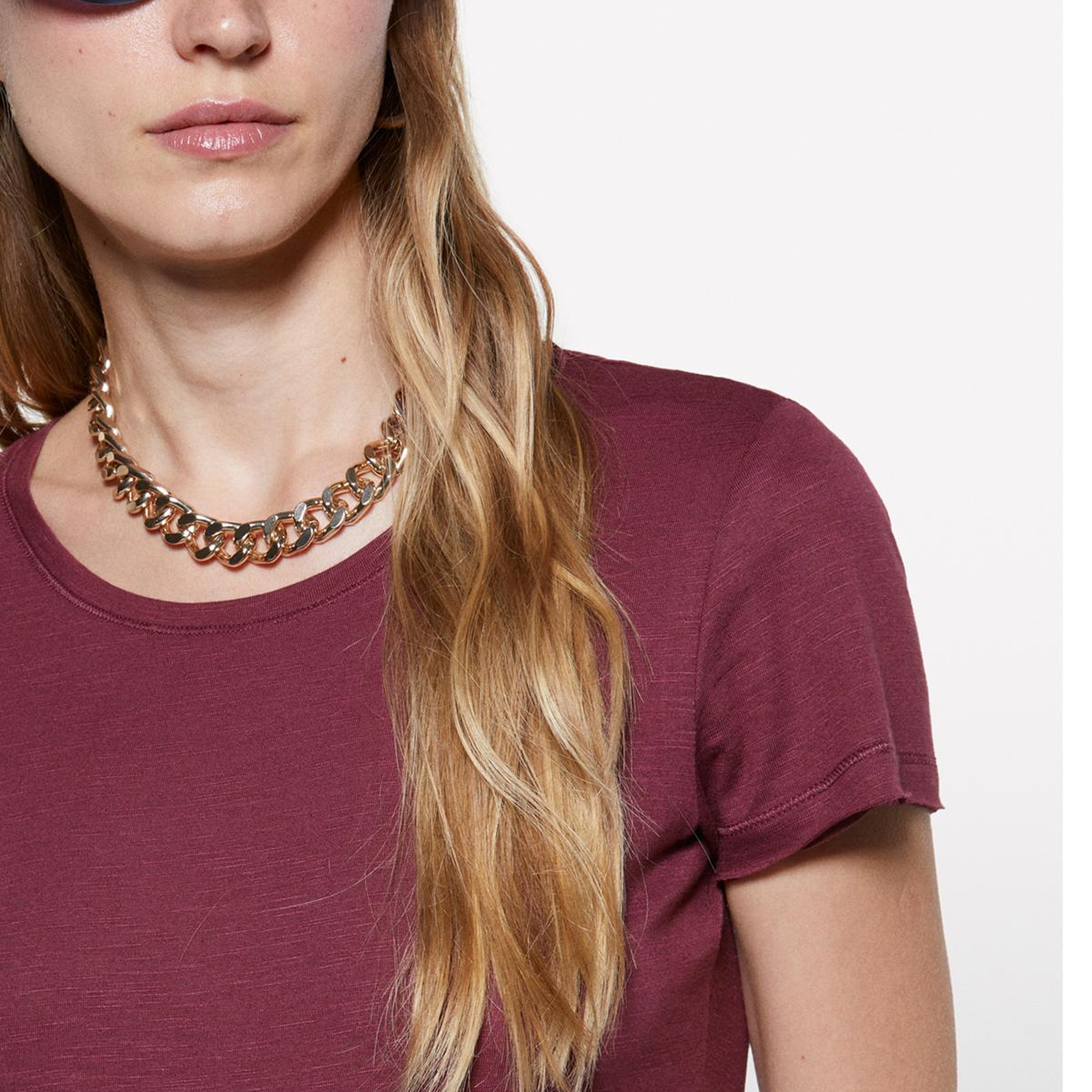 Kadın Bordo Pamuk Modal Karışımlı Normal Kalıp Bisiklet Yaka T-Shirt