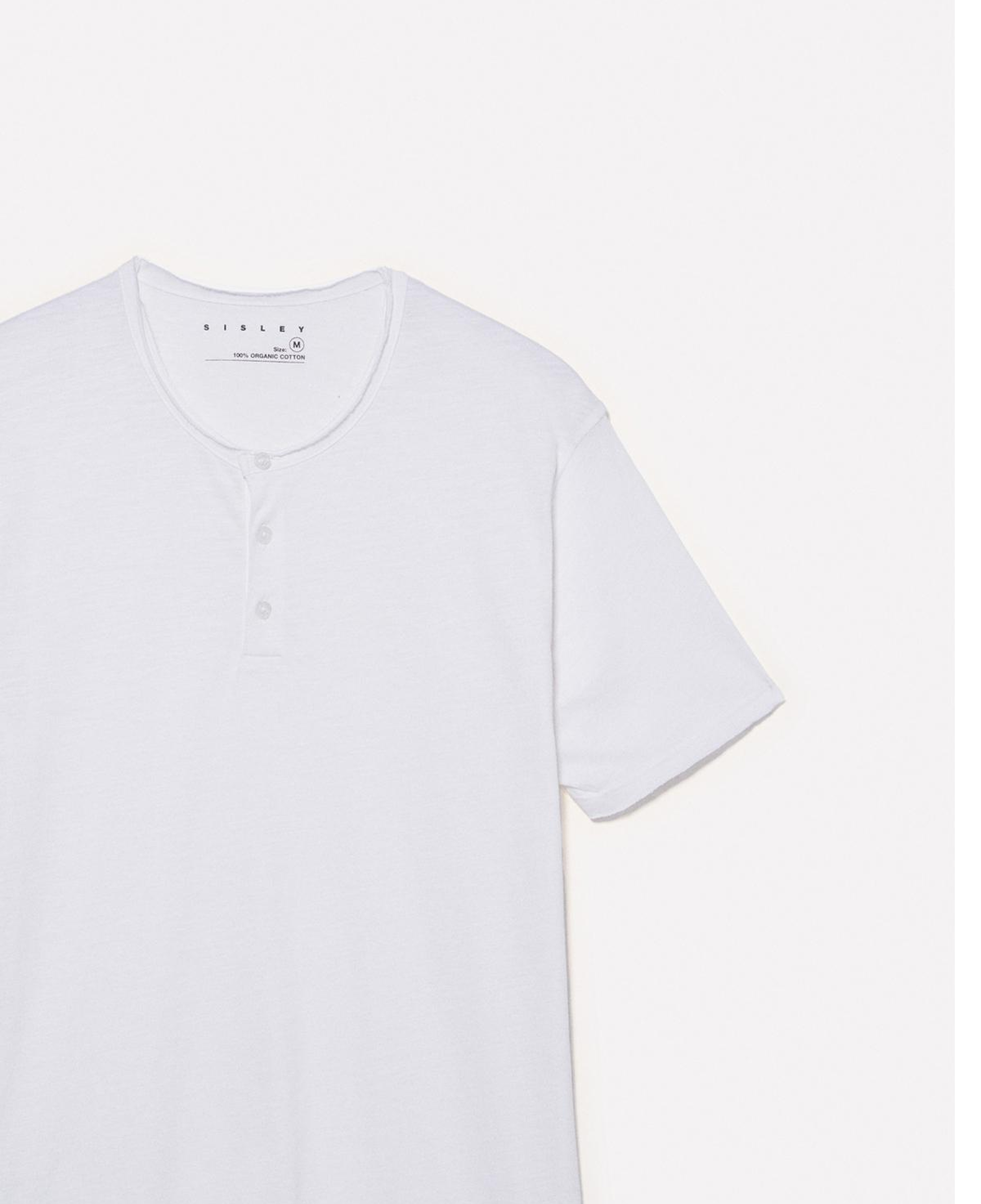 Erkek Beyaz %100 Pamuk Düğmeli Bisiklet Yaka Slim Fit Slub T-Shirt